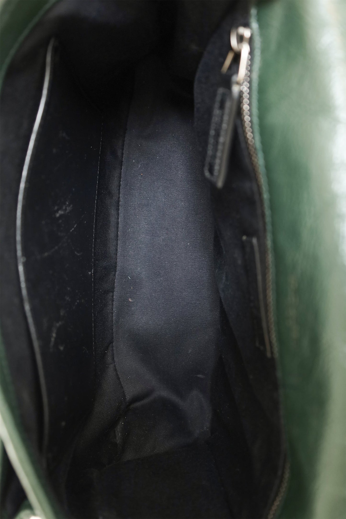 Saint Laurent Dark Green Crinkle Leather Niki Shoulder Bag