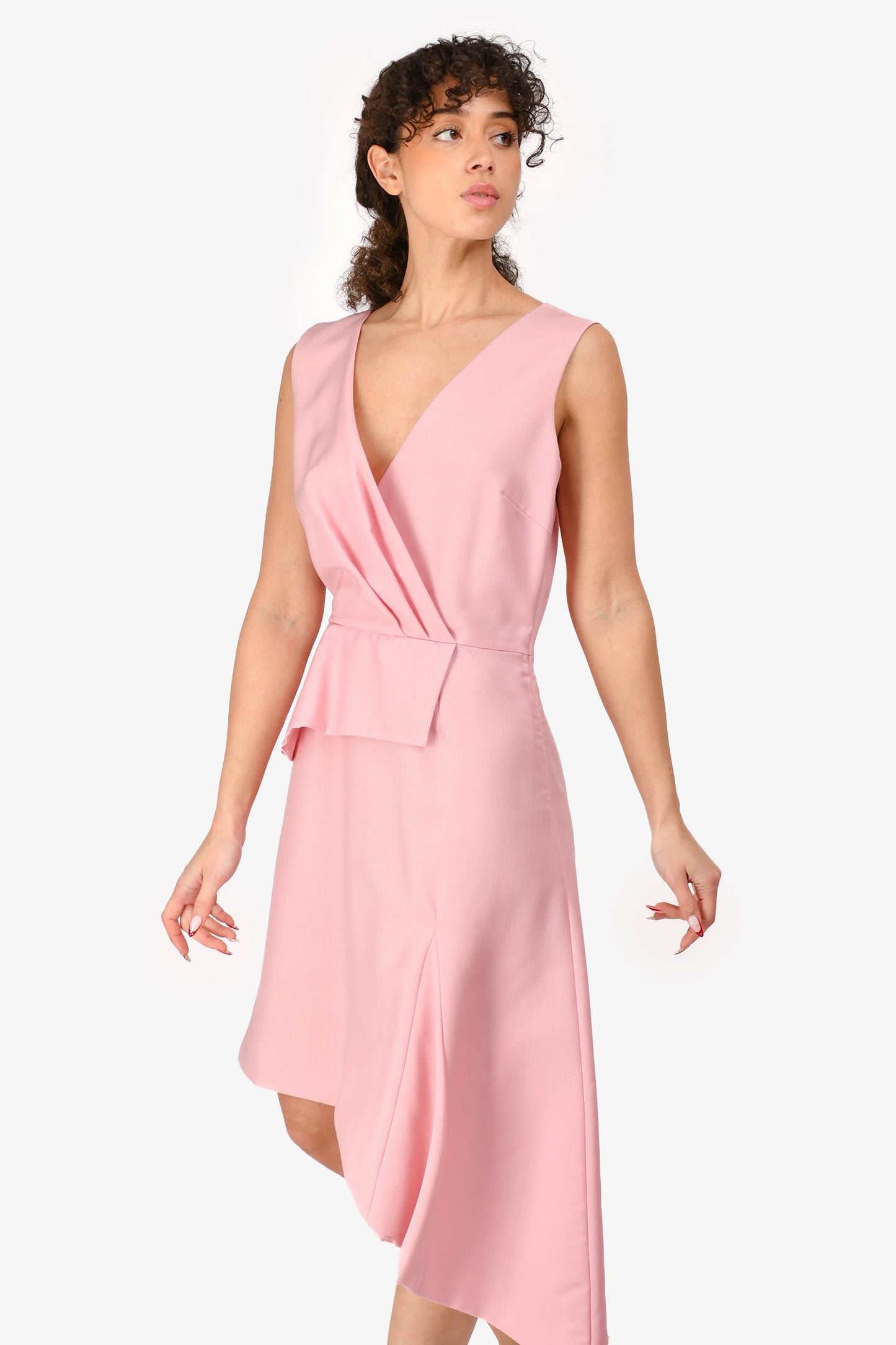 Christian Dior Pink Sleeveless V-Neck Midi Dress Size 8
