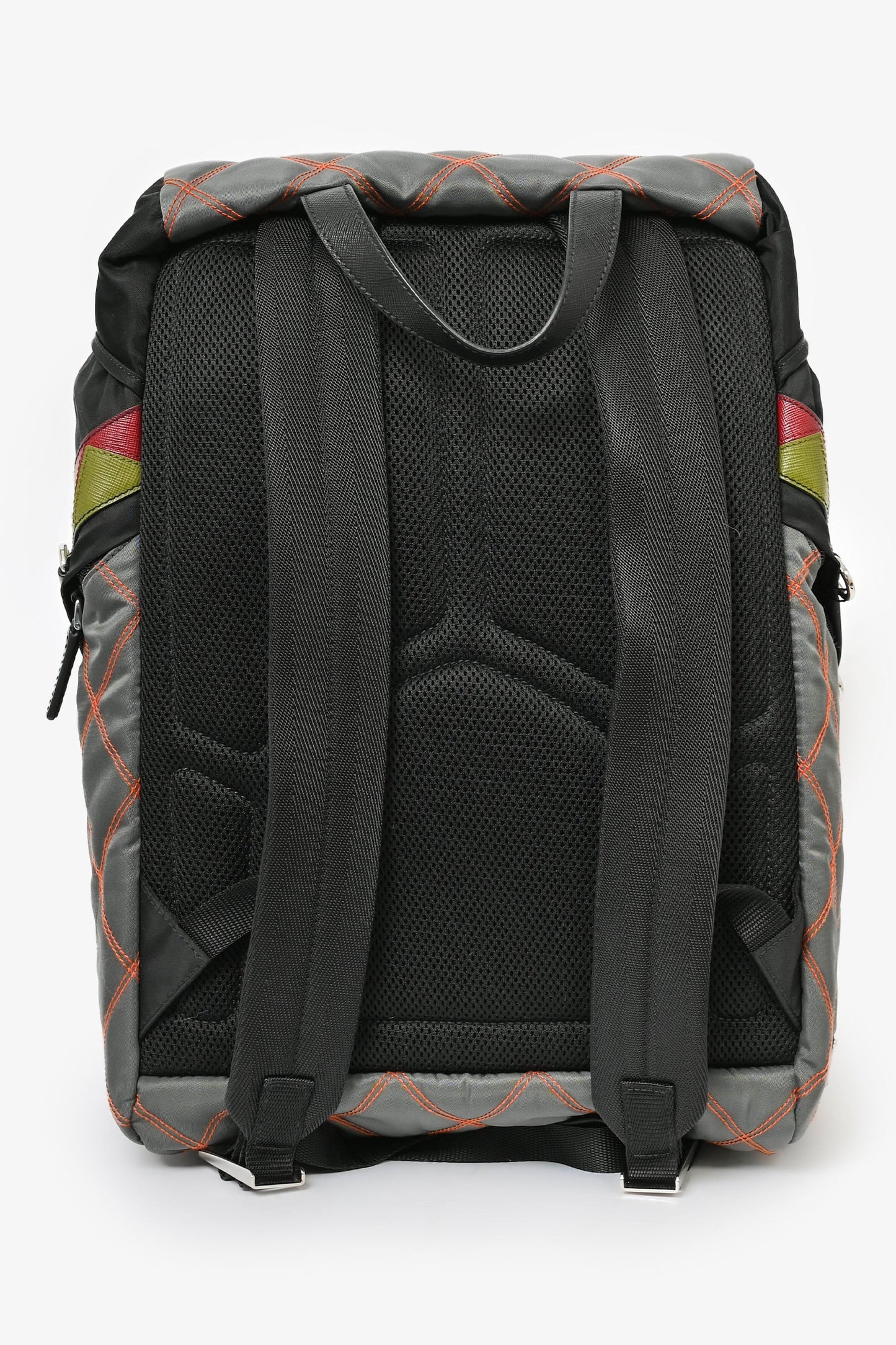 Prada 2017 S/S Runway Grey/Multi Nylon Contrast Stitch Backpack