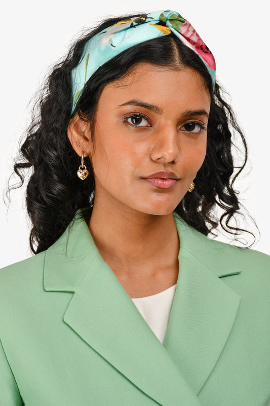 Gucci Blue Printed Floral Silk Headband
