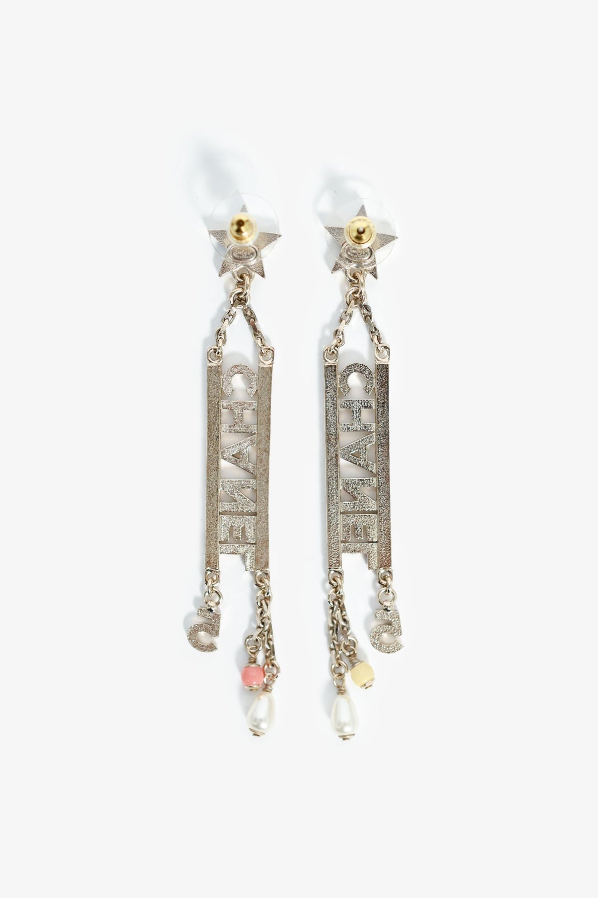 Chanel™ 2022 Gold Tone Crystal Logo Number 5 Earrings