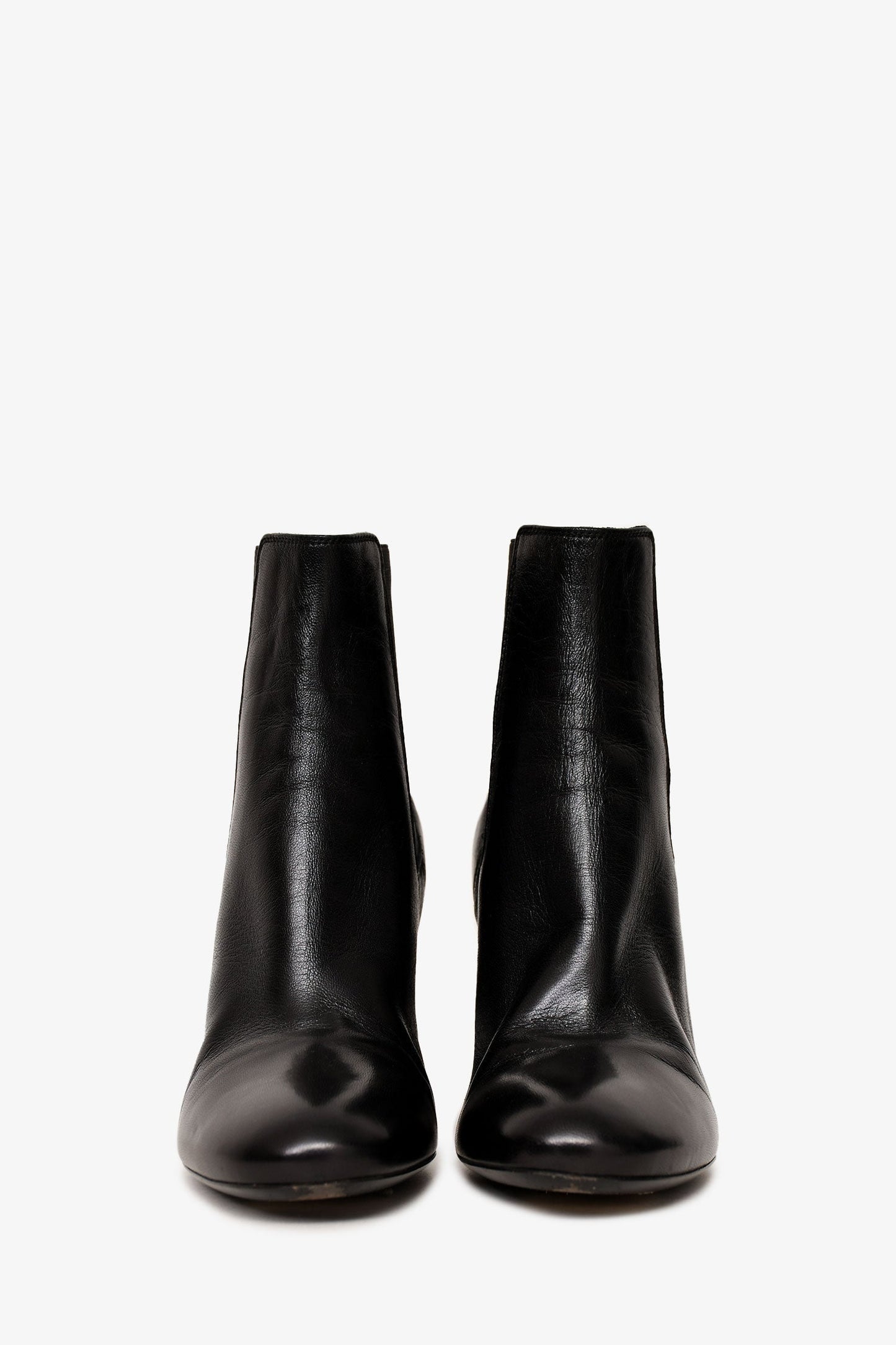 Saint Laurent Black Leather Ankle Boots Size 37.5