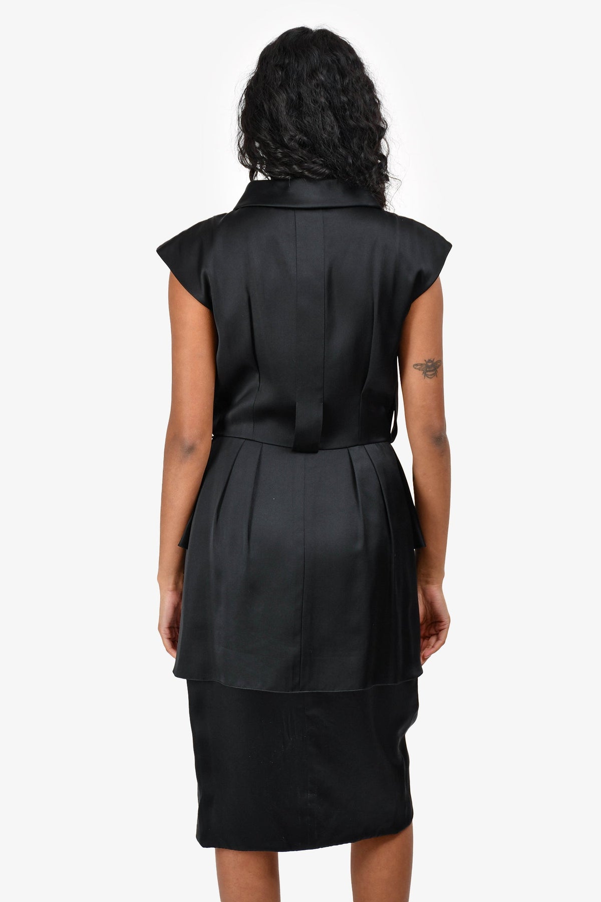 Chanel™ 2004 Black Silk Sleeveless Collared Button Down Dress Size 38