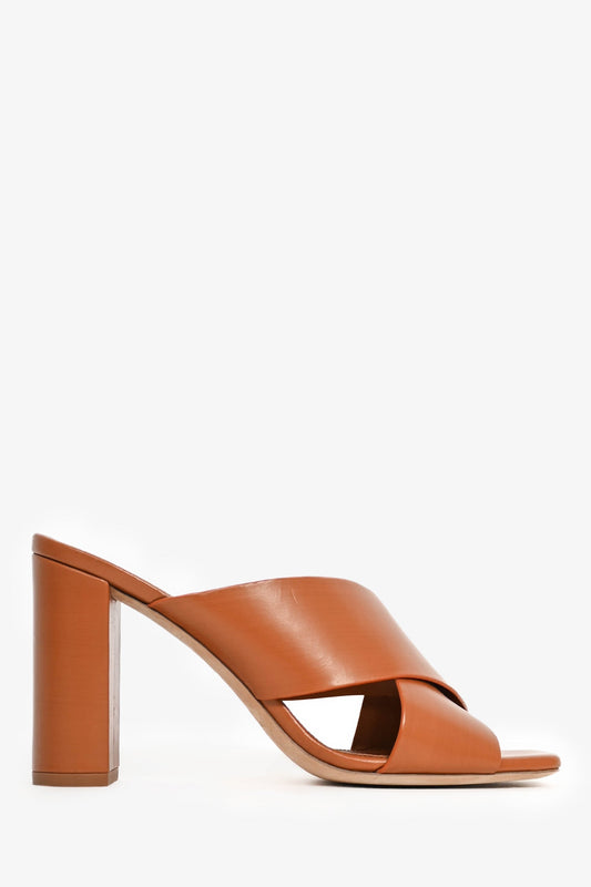 Saint Laurent Brown Leather 'Lou Lou Cross' Mules Size 37