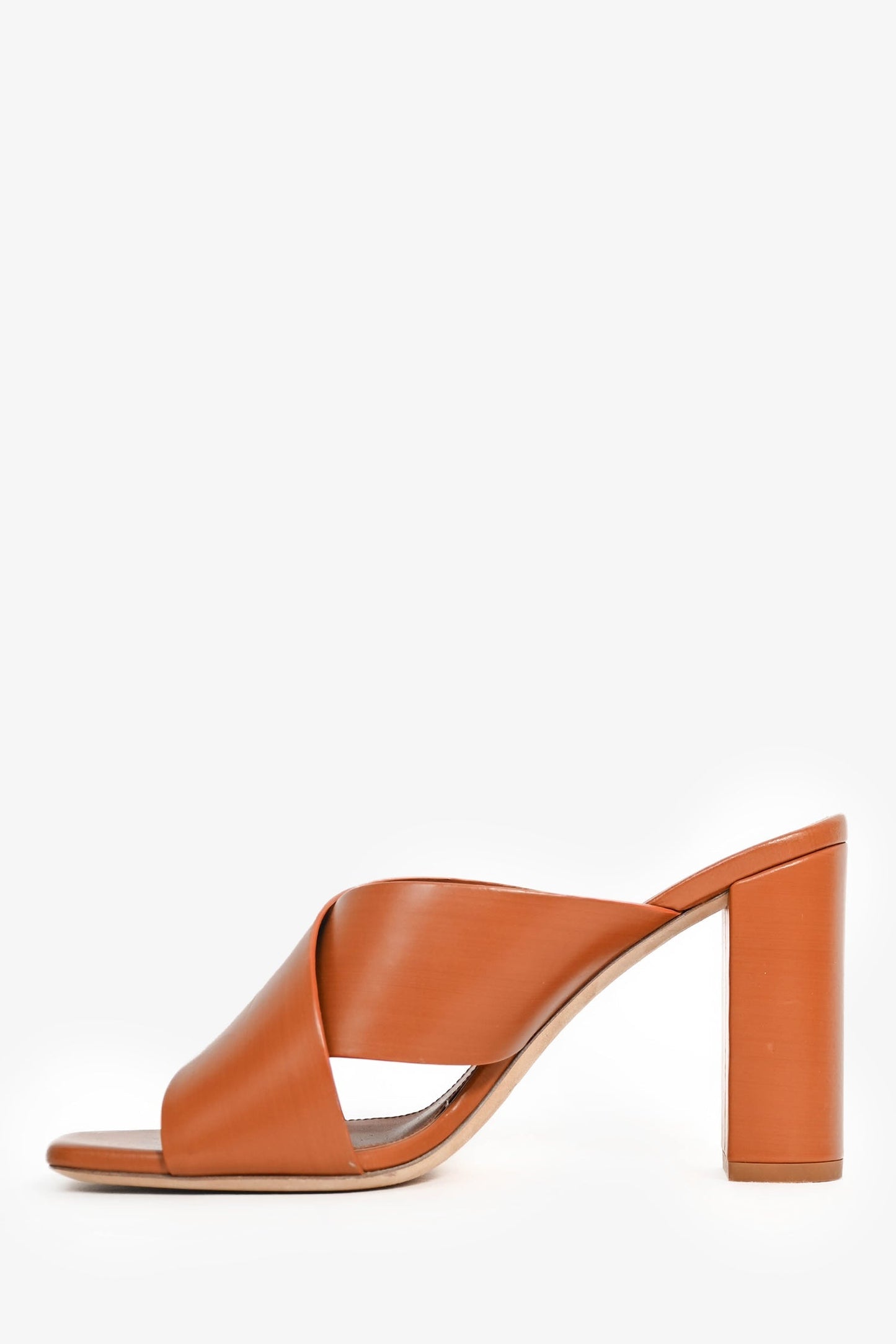 Saint Laurent Brown Leather 'Lou Lou Cross' Mules Size 37