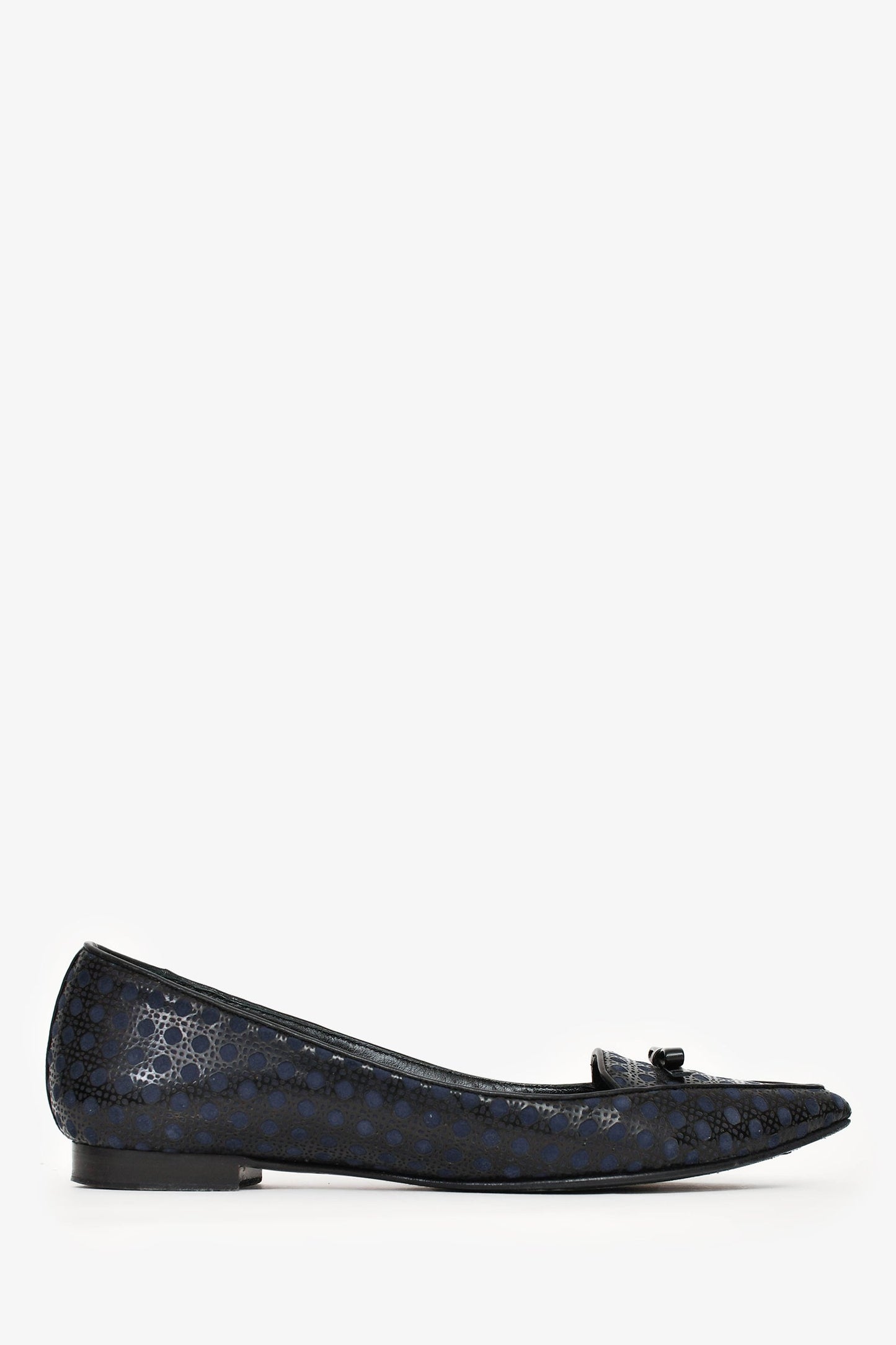 Christian Dior Navy/Black Leather Cannage Pattern Flats Size 39
