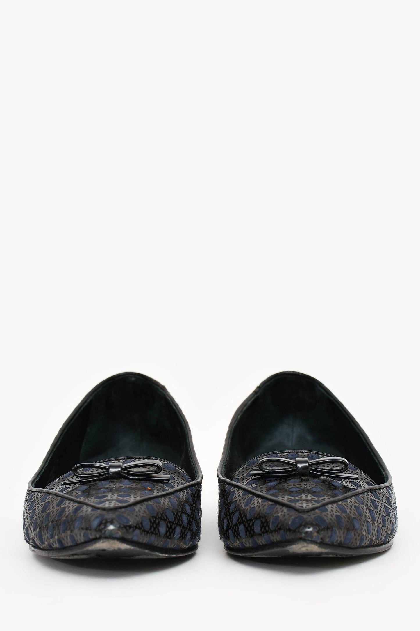 Christian Dior Navy/Black Leather Cannage Pattern Flats Size 39