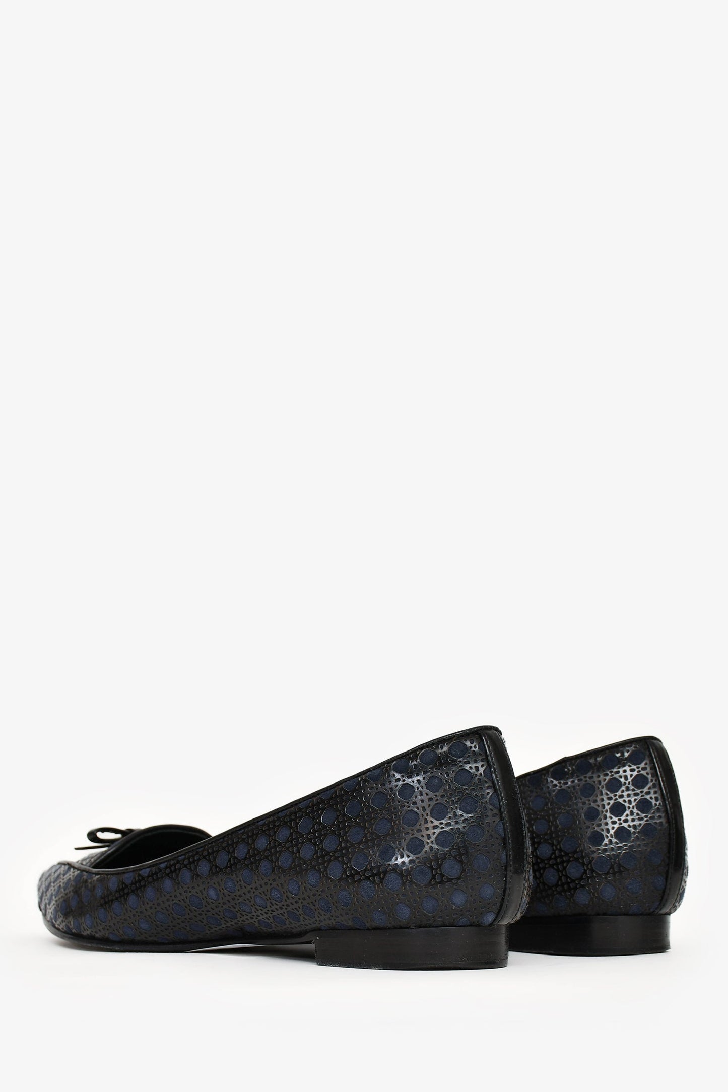 Christian Dior Navy/Black Leather Cannage Pattern Flats Size 39
