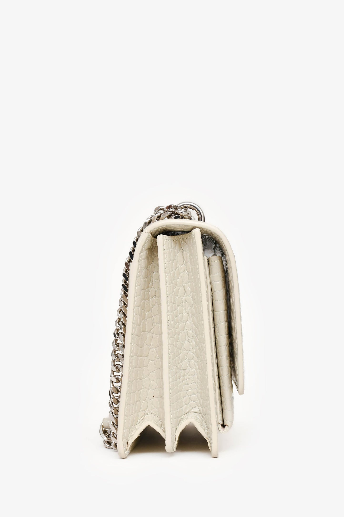 Saint Laurent 2022 Grey Croc Embossed Leather Medium Sunset Shoulder Bag
