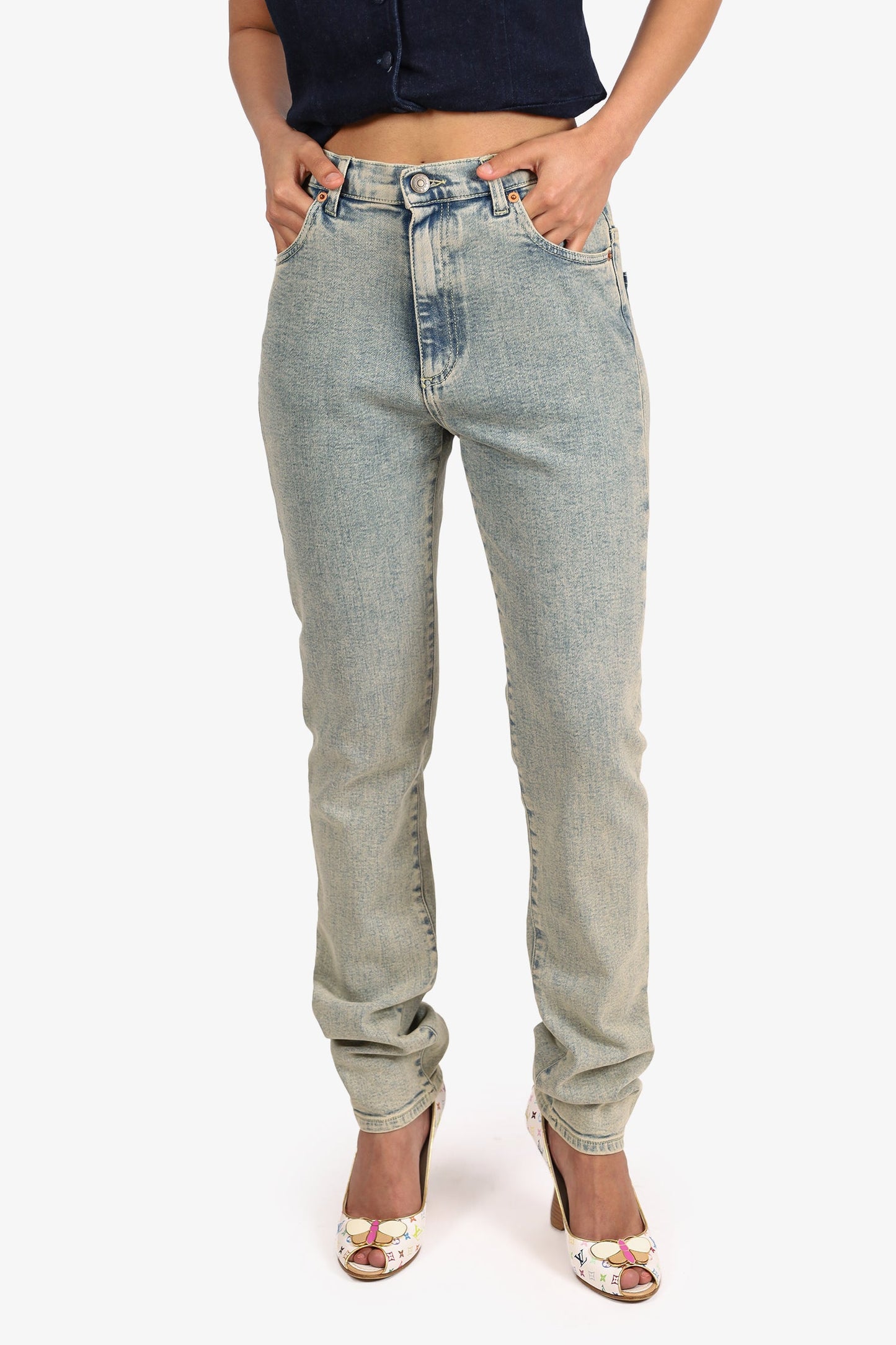 Gucci 2019 Faded Acid Wash Blue Denim Size 30 Mens