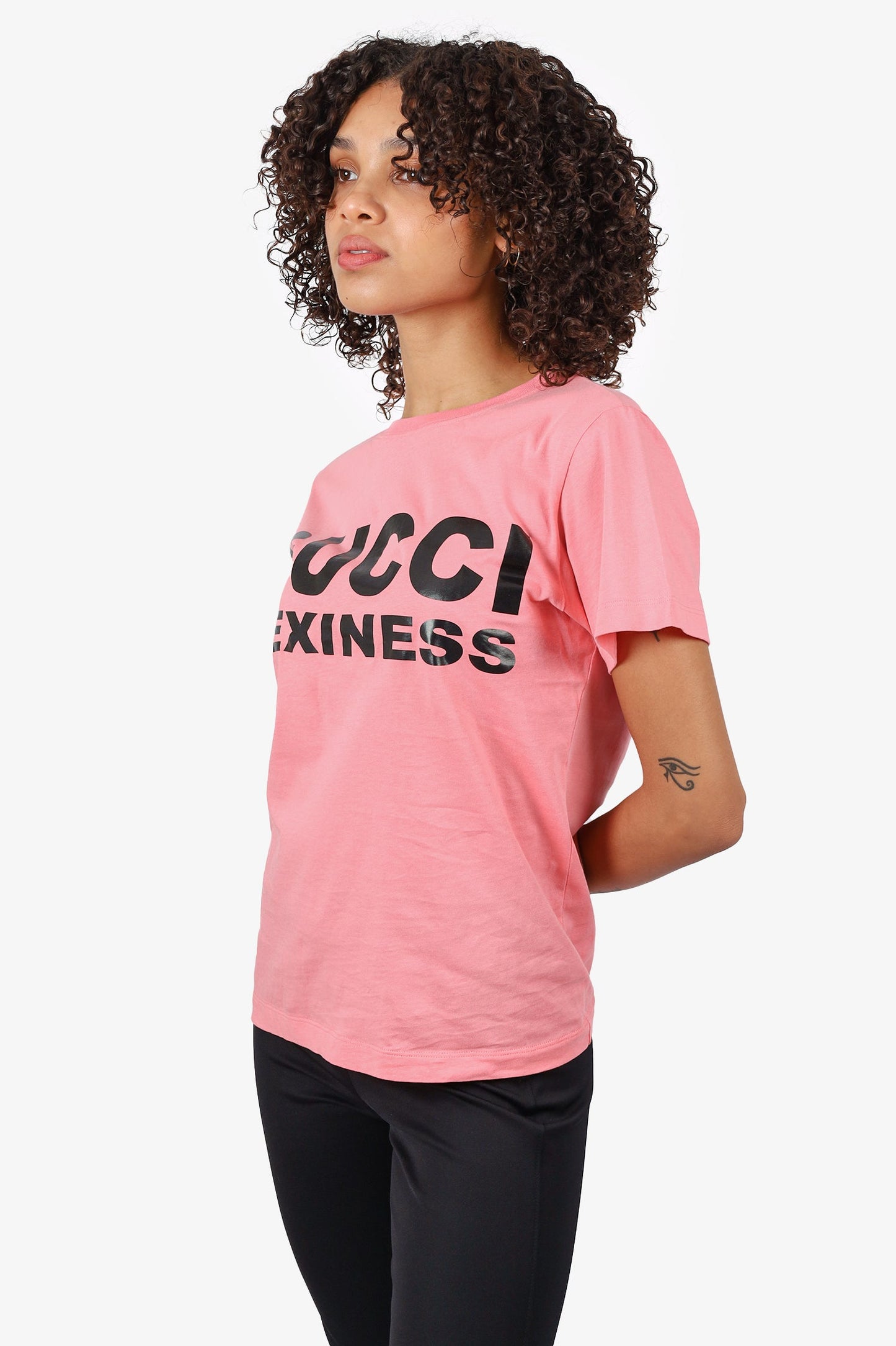 Gucci Pink 'GUCCI Sexiness' Print T-shirt Size S