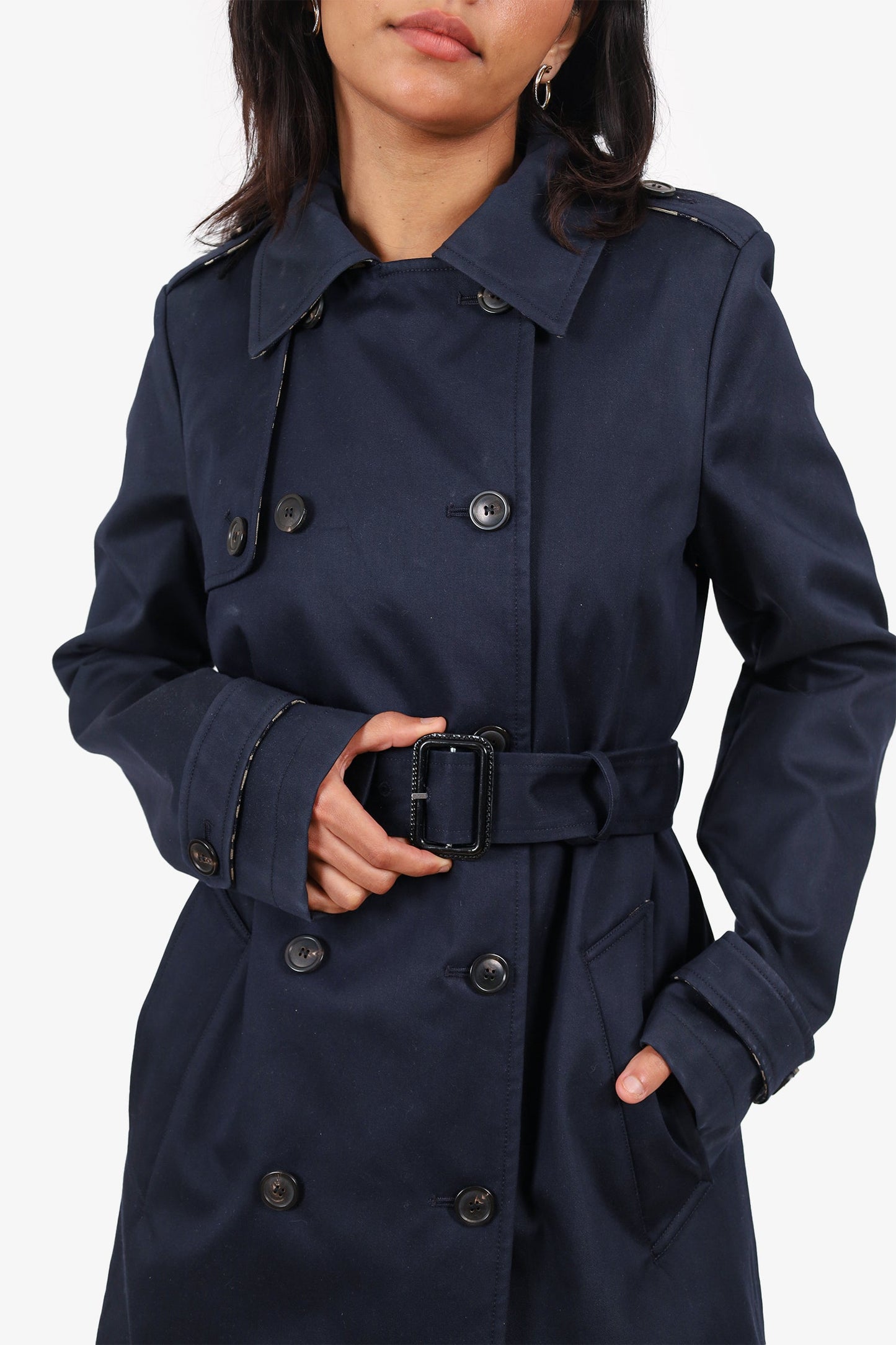 Christian Dior Navy Double Breasted Trench Coat Size 2 US