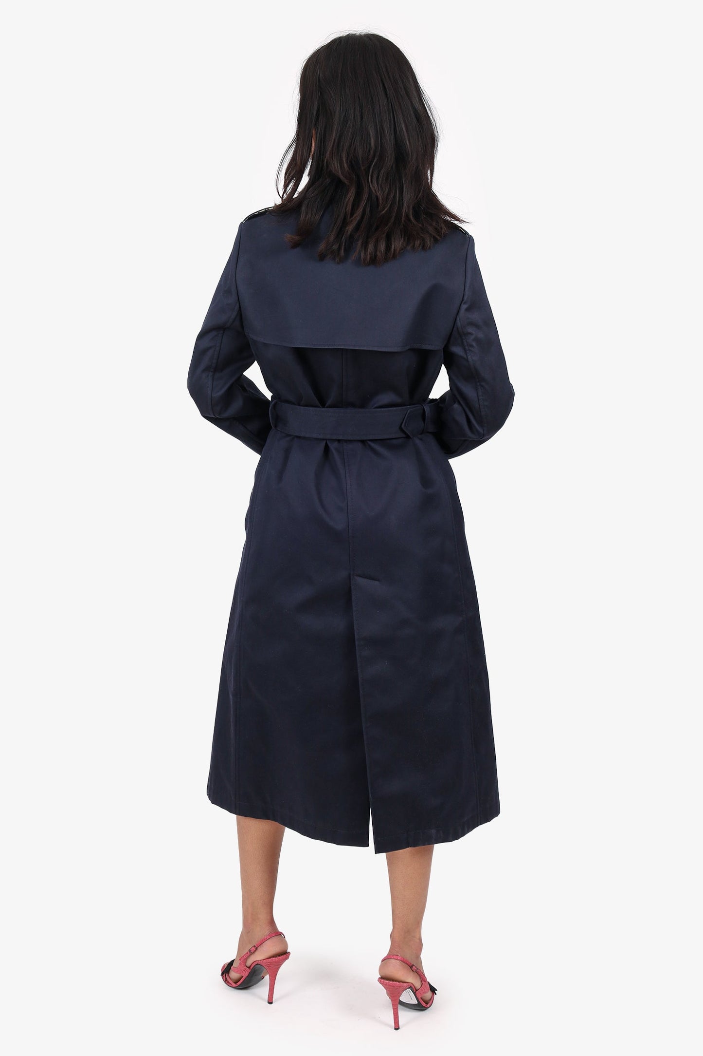 Christian Dior Navy Double Breasted Trench Coat Size 2 US