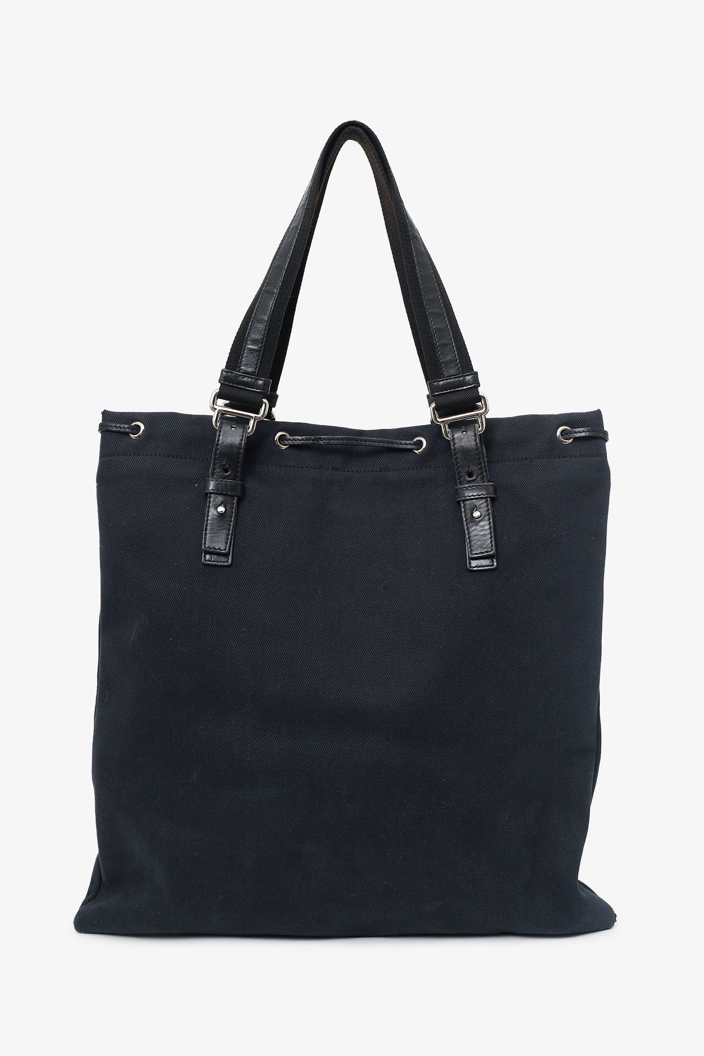 Saint Laurent Paris Black Canvas/Velvet Drawstring Kahala Tote
