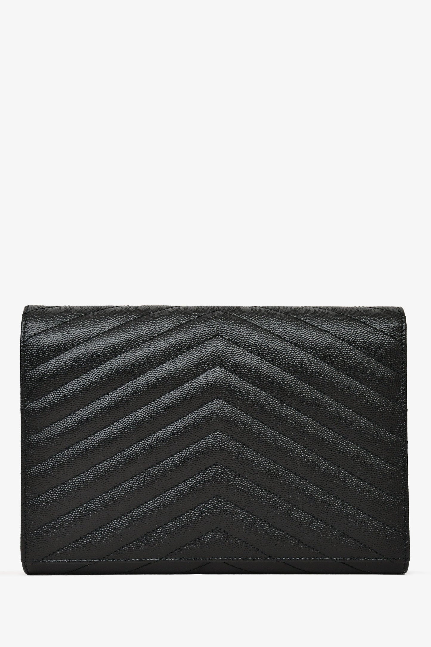 Saint Laurent 2022 Black Leather Chevron Quilted Cassandra Clutch