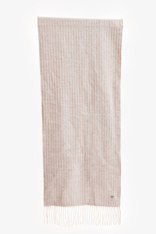 Christian Dior Light Grey Cashmere Bee Scarf