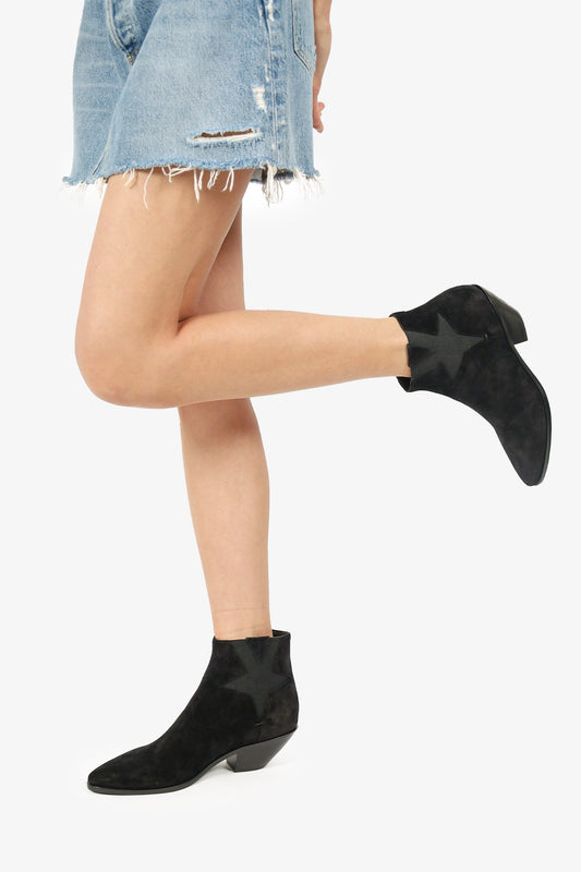 Saint Laurent Black Suede West 45 Chelsea Boots Size 39.5