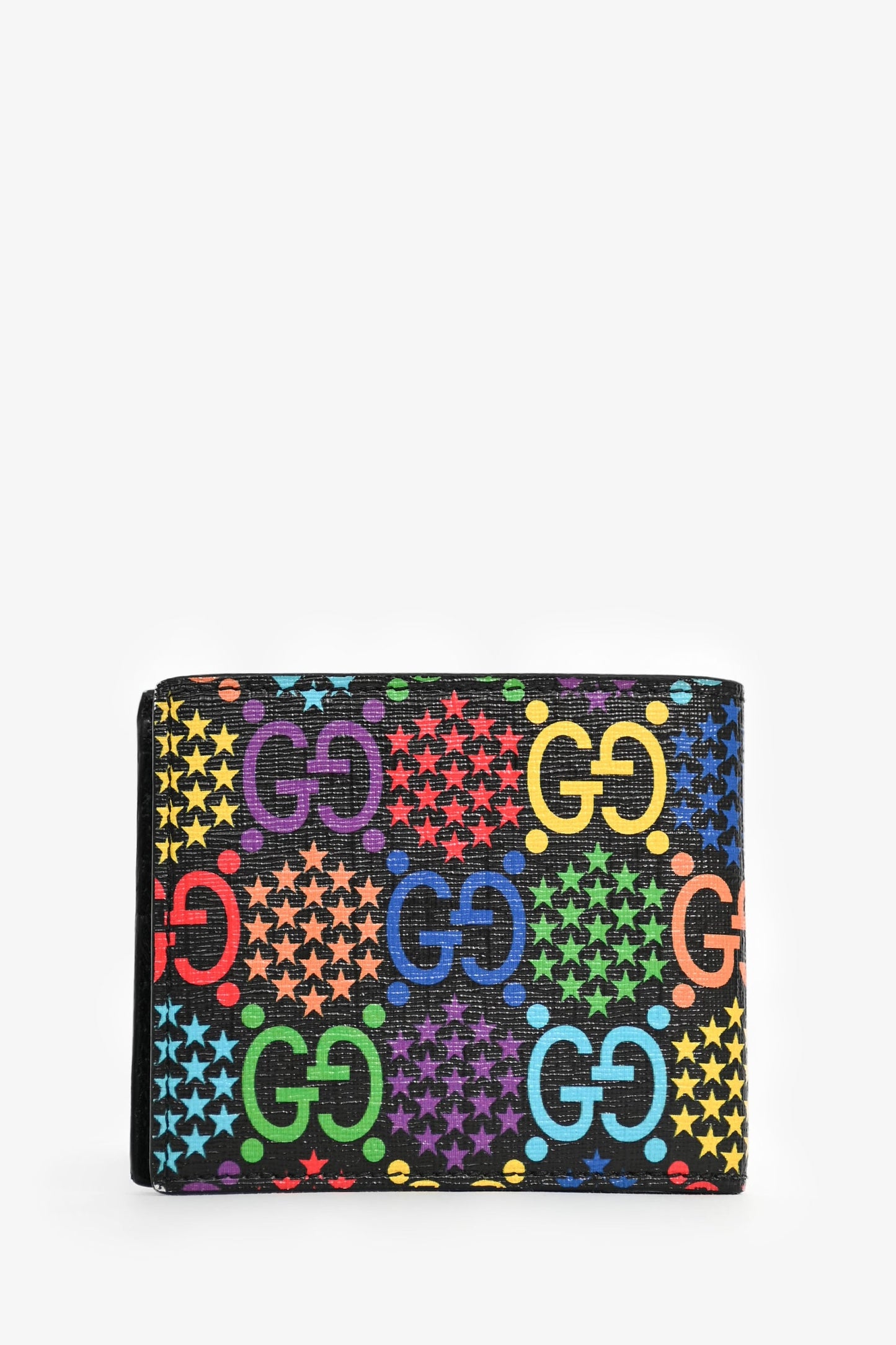 Gucci Black Leather Rainbow GG Bi-Fold Wallet Mens