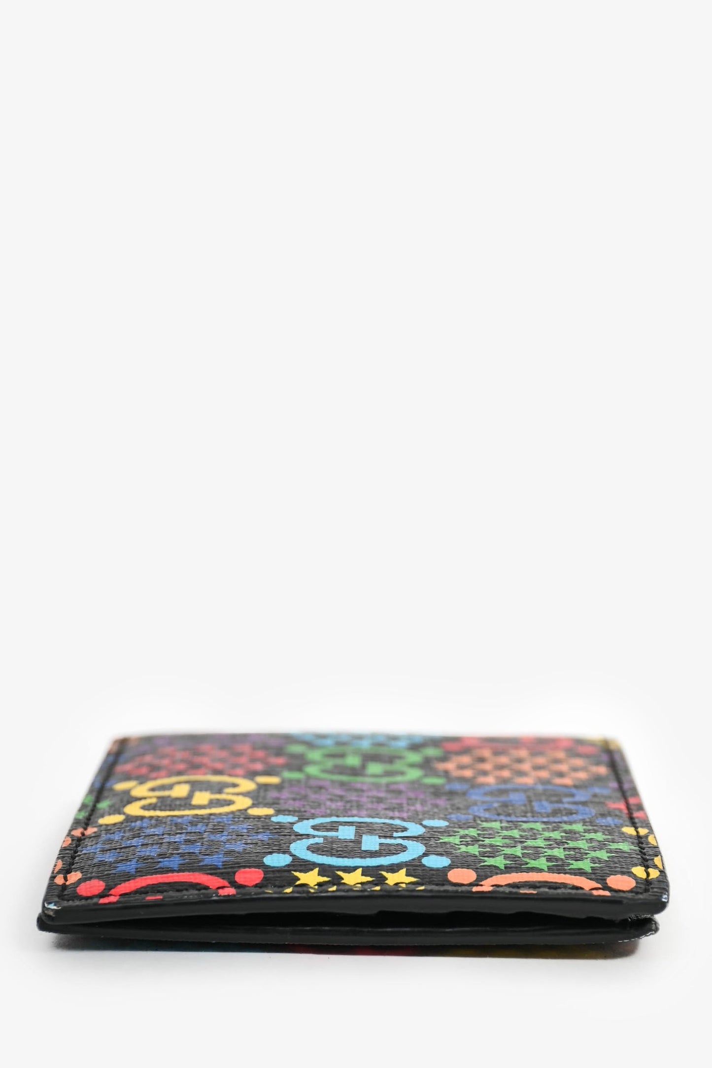 Gucci Black Leather Rainbow GG Bi-Fold Wallet Mens