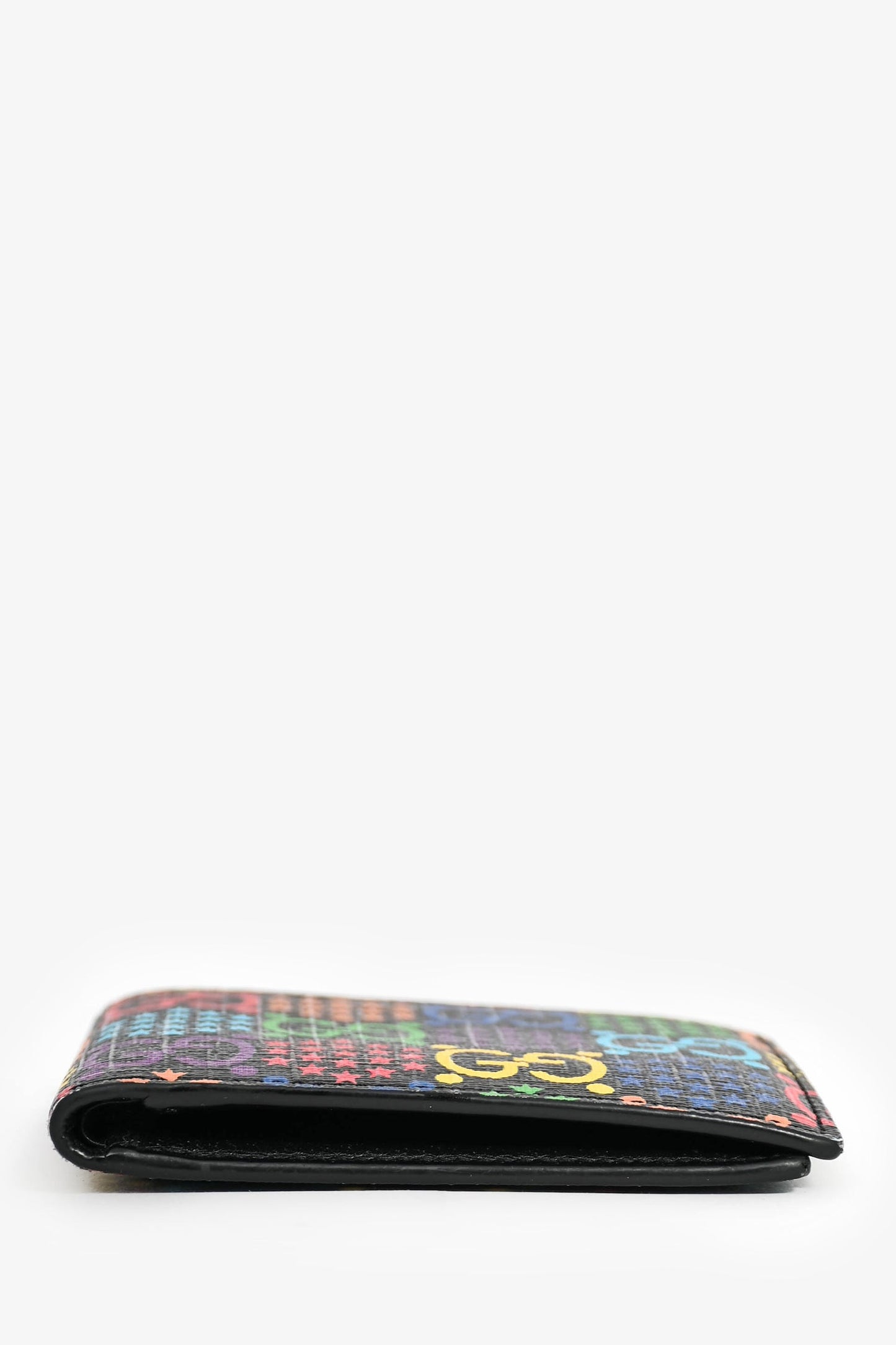 Gucci Black Leather Rainbow GG Bi-Fold Wallet Mens