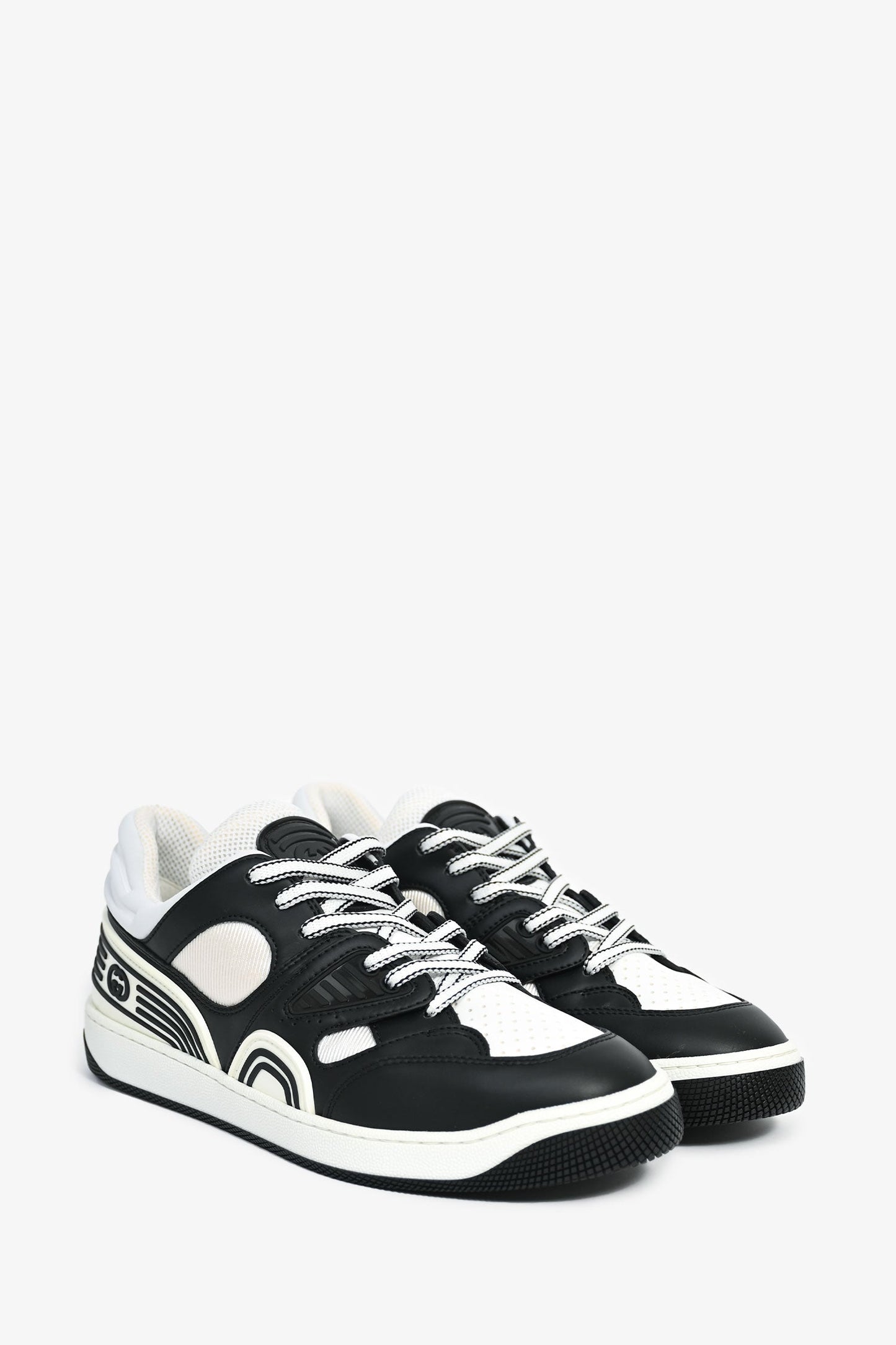 Gucci Black/White Leather/Rubber 'Basket Low' Sneaker Size 38.5