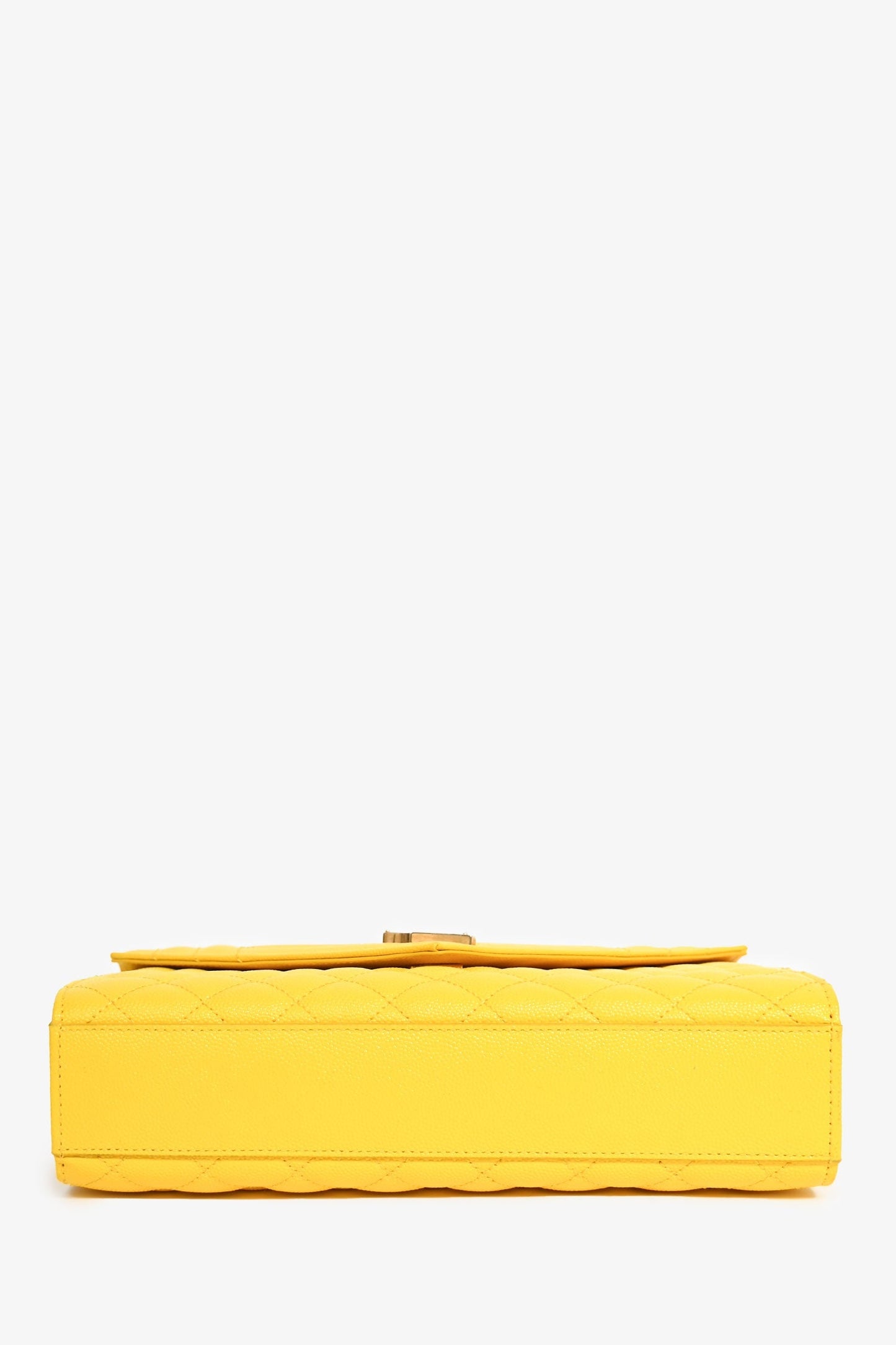 Saint Laurent 2016 Yellow Leather Tri-Quilted Envelope Chain Medium Shoulder Bag