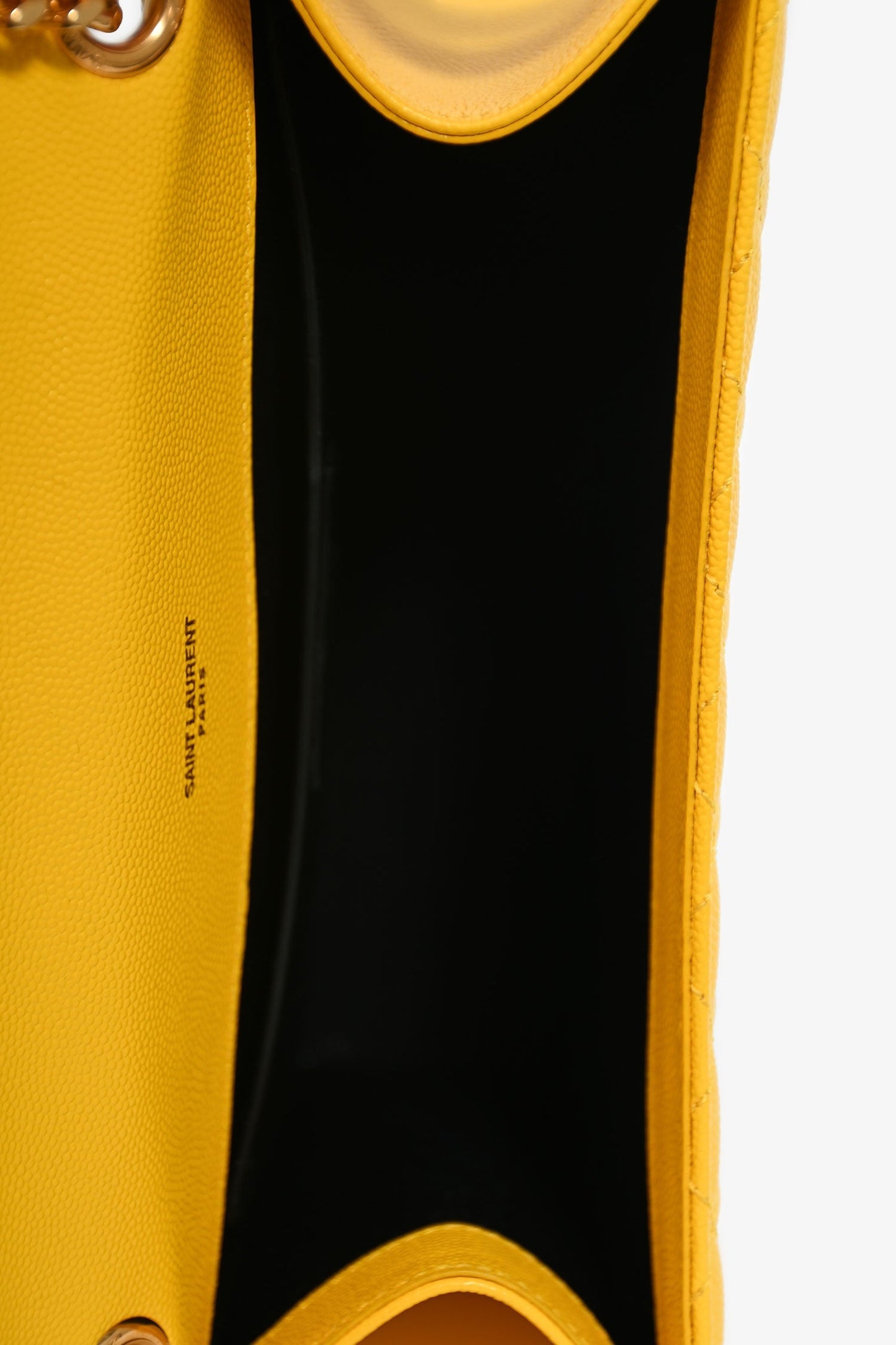 Saint Laurent 2016 Yellow Leather Tri-Quilted Envelope Chain Medium Shoulder Bag