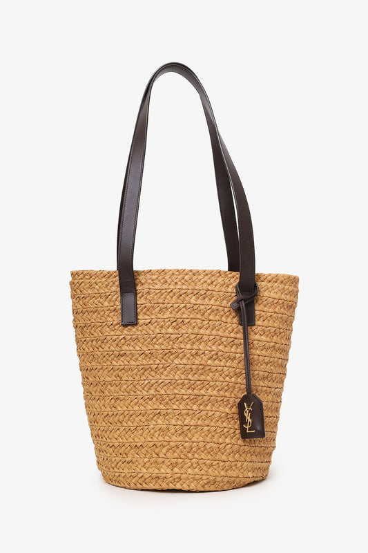 Saint Laurent Brown Panier Raffia Small Bucket Bag