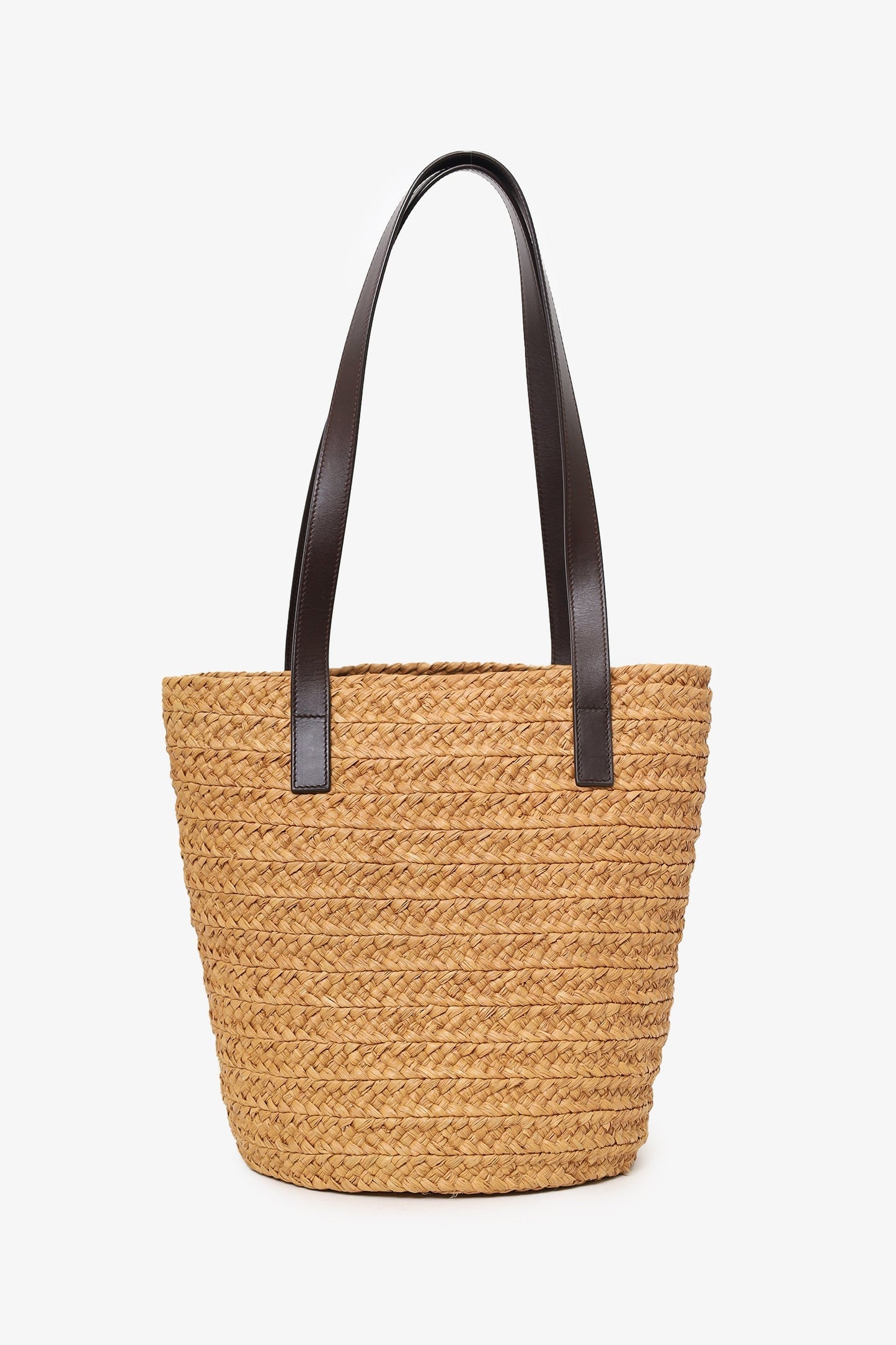 Saint Laurent Brown Panier Raffia Small Bucket Bag