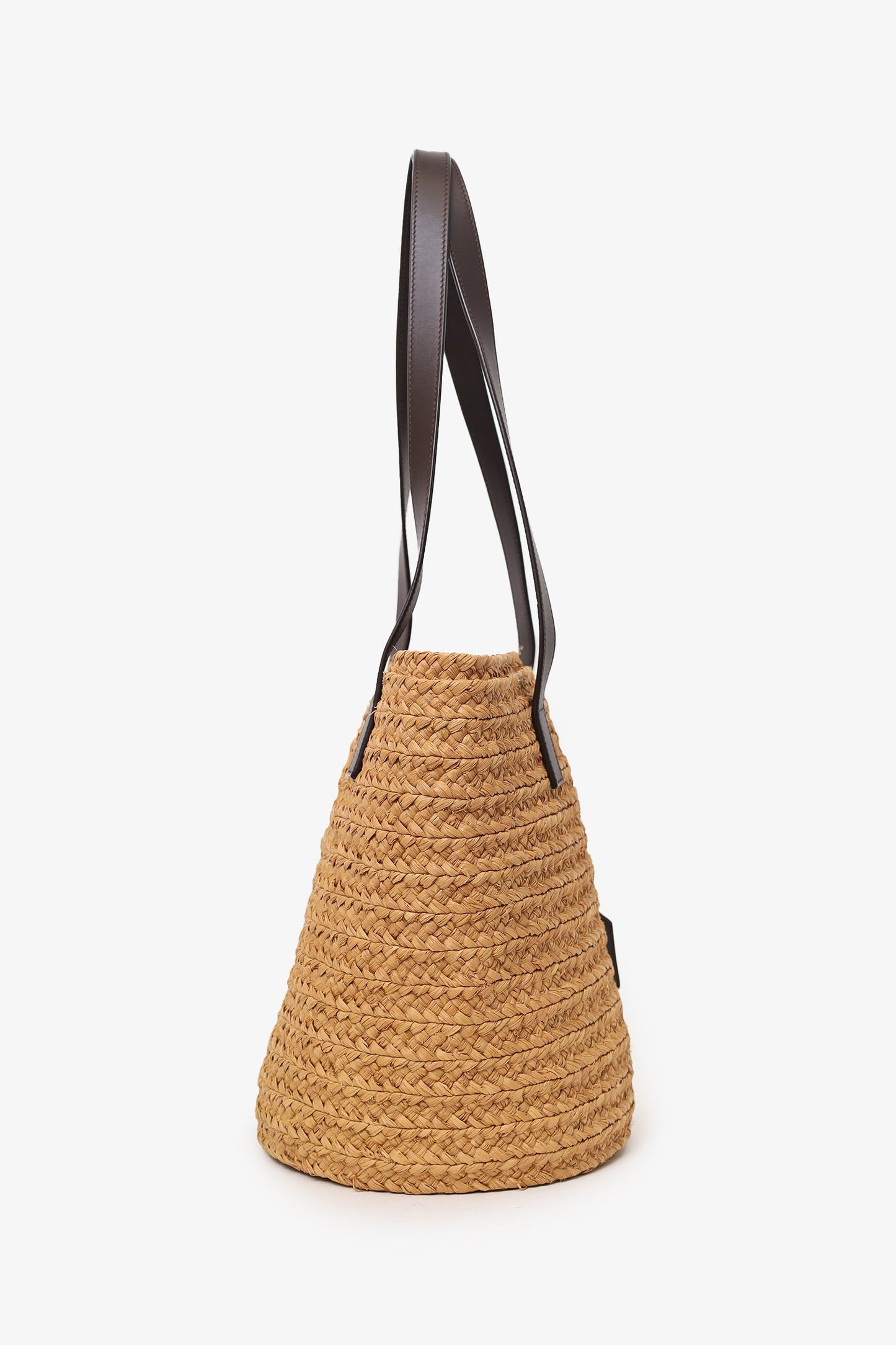 Saint Laurent Brown Panier Raffia Small Bucket Bag