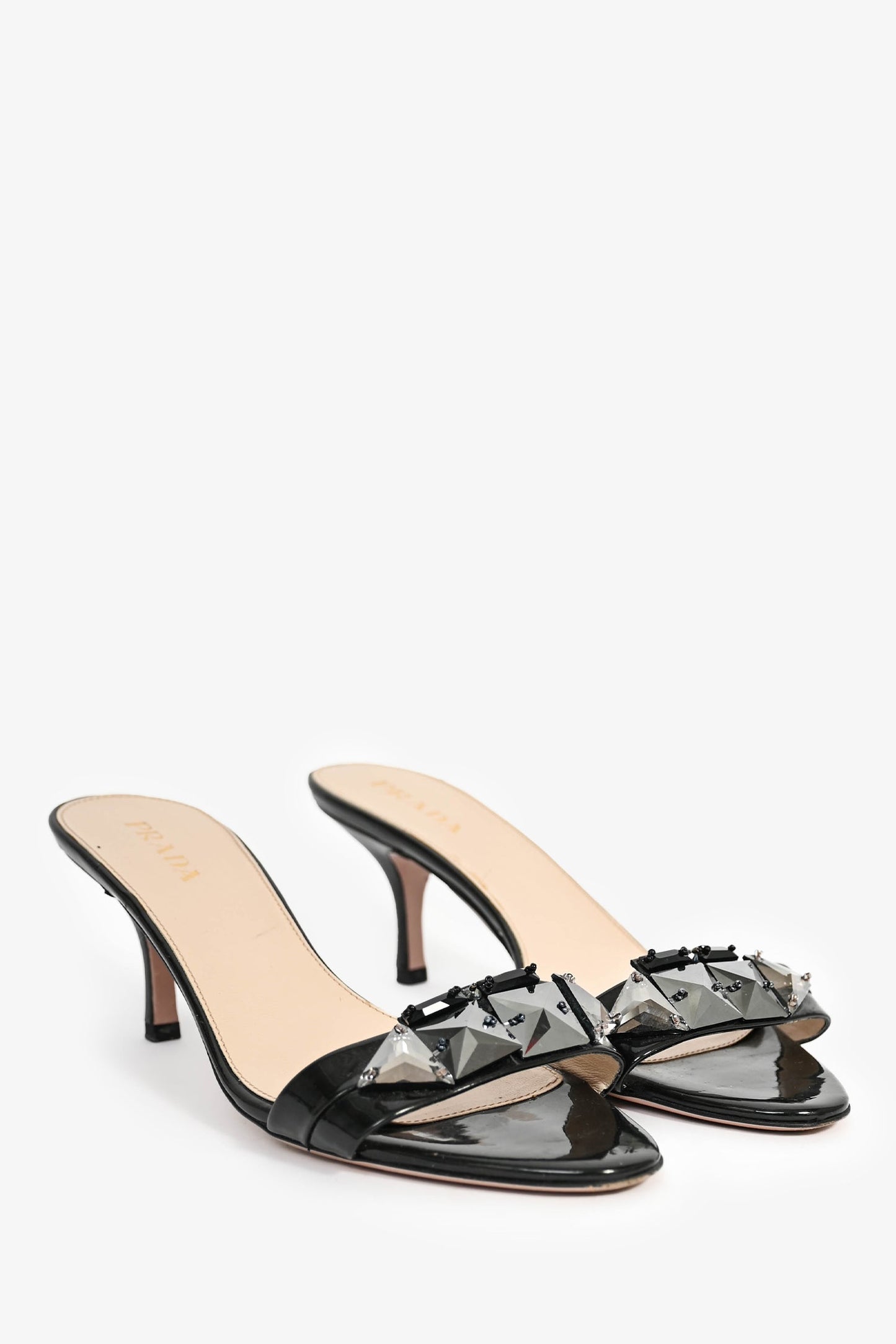 Prada Black Embellished Kitten Heels Size 39.5