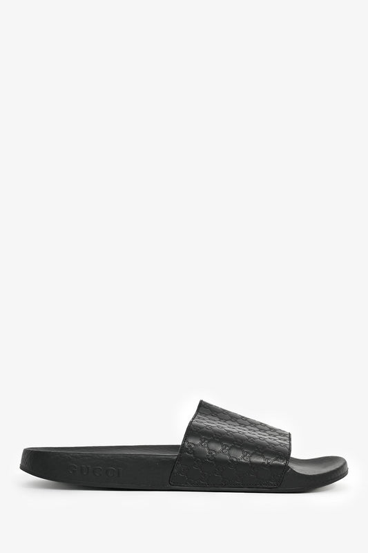 Gucci GG Embossed Rubber Pool Slides Size 39