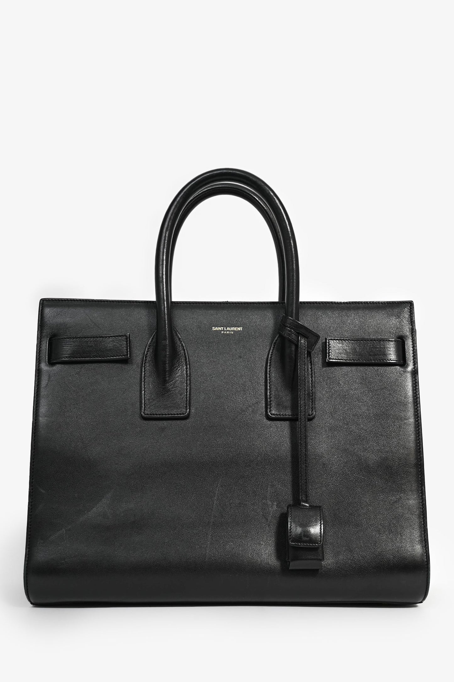 Saint Laurent 2014 Black Smooth Leather Small Sac de Jour Tote with Strap (As Is)