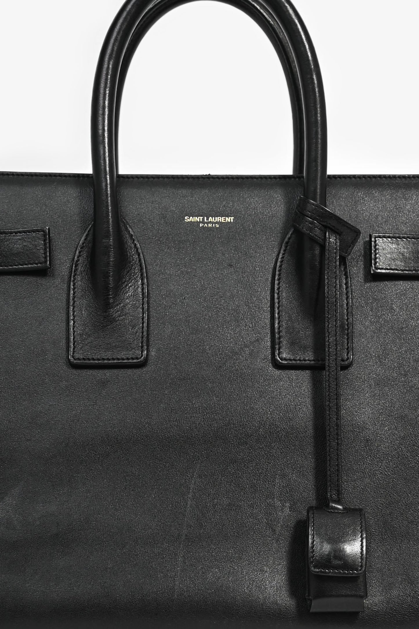 Saint Laurent 2014 Black Smooth Leather Small Sac de Jour Tote with Strap (As Is)
