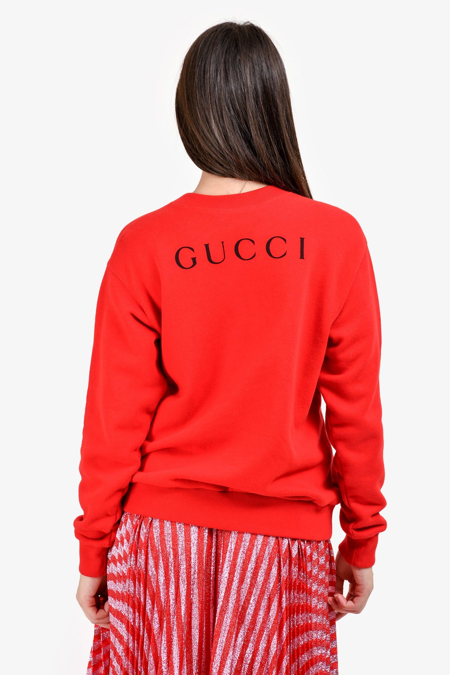 Gucci Red/Sequin Paramount Long Sleeve Sweater Size XXS
