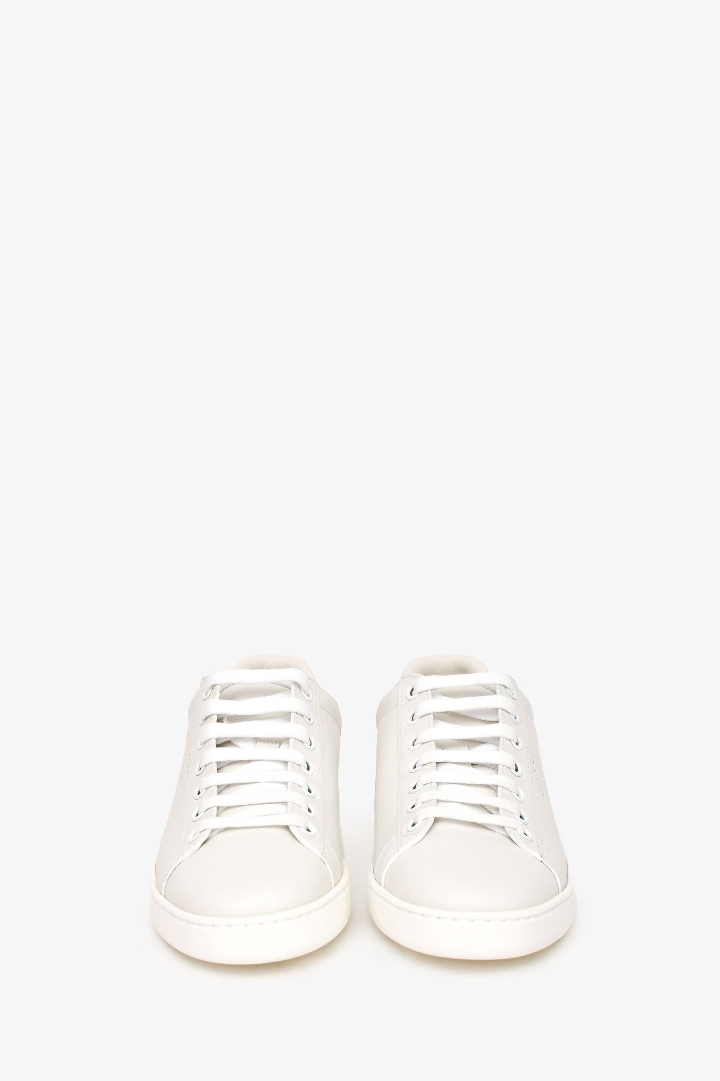 Gucci White/Grey Leather GG Logo Sneakers Size 34.5