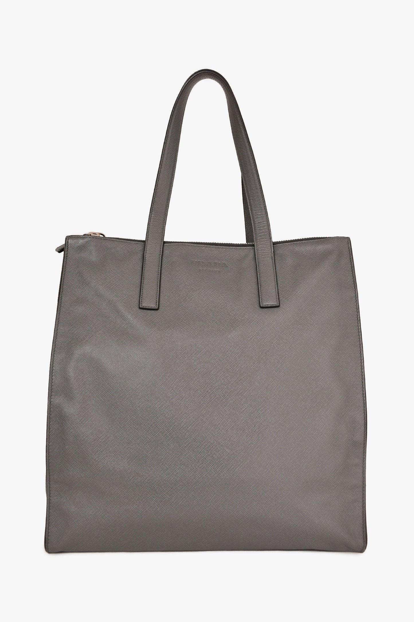 Prada Grey Saffiano Leather Travel Tote