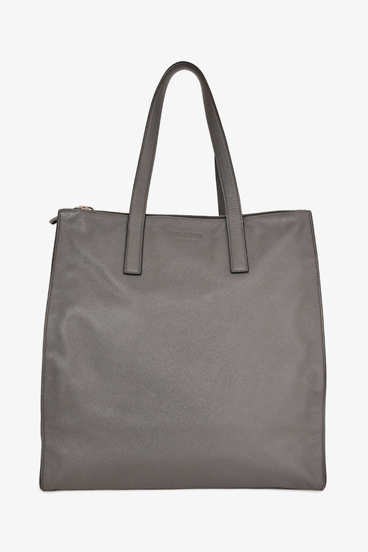 Prada Grey Saffiano Leather Travel Tote