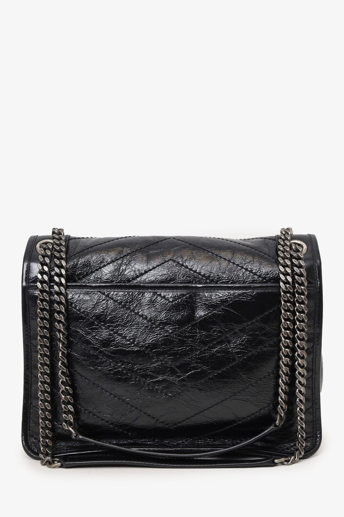 Saint Laurent Black Crinkled Leather 'Niki' Medium Crossbody Bag