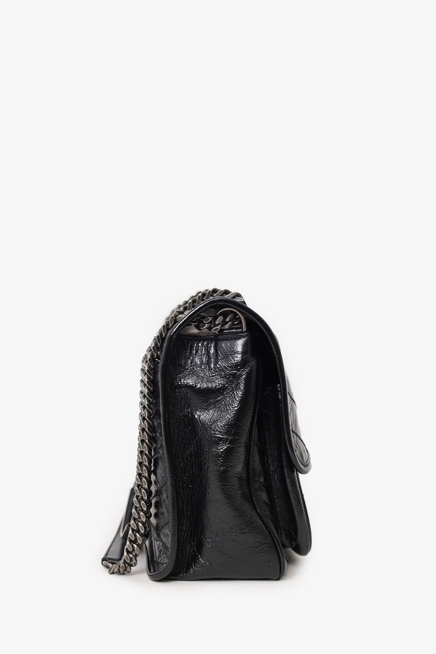 Saint Laurent Black Crinkled Leather 'Niki' Medium Crossbody Bag