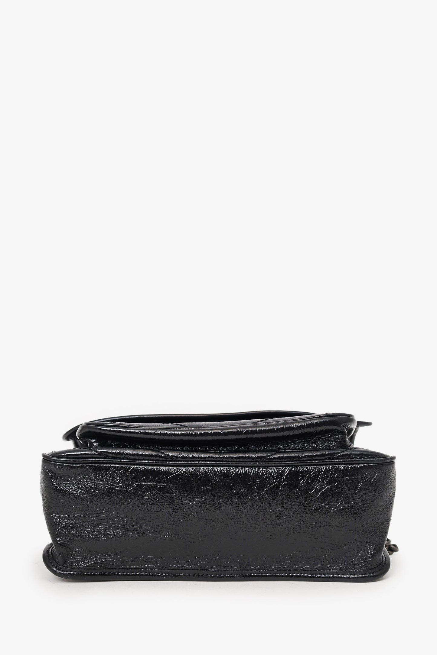 Saint Laurent Black Crinkled Leather 'Niki' Medium Crossbody Bag