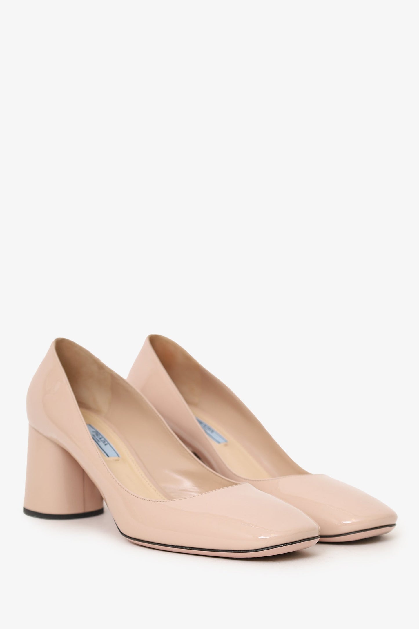 Prada Beige Patent Leather Round Toe Pumps Size 39