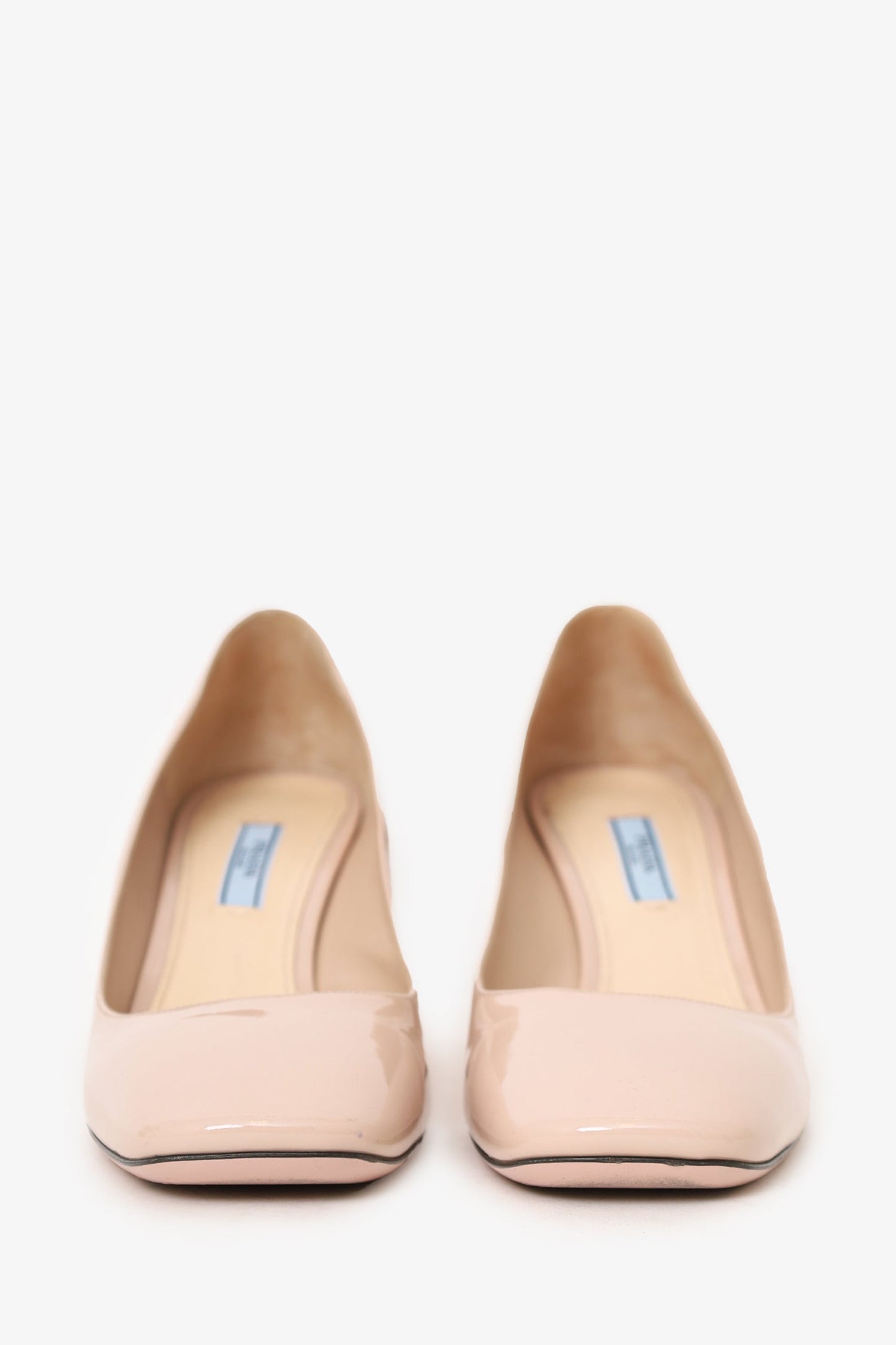 Prada Beige Patent Leather Round Toe Pumps Size 39