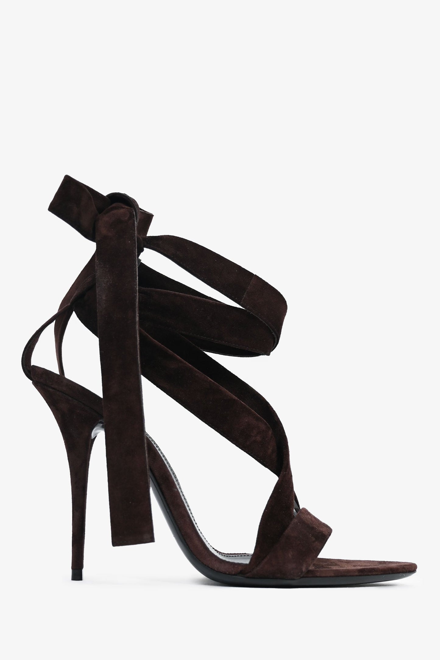 Saint Laurent Brown Suede Criss Cross Stap Sandal Size 37.5