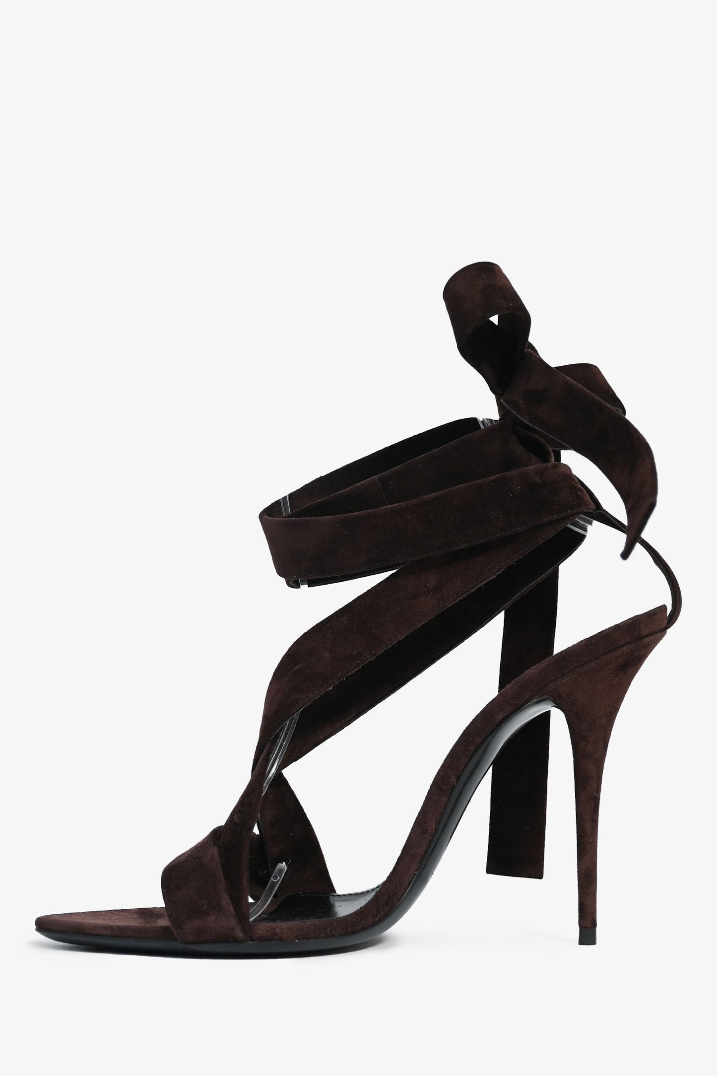 Saint Laurent Brown Suede Criss Cross Stap Sandal Size 37.5