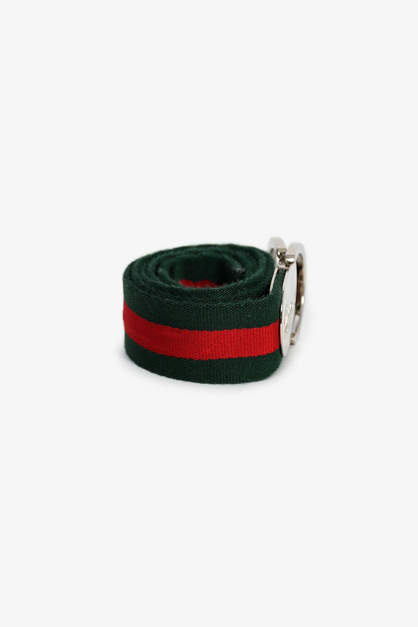 Gucci Web Canvas Silver Buckle Belt Size 90