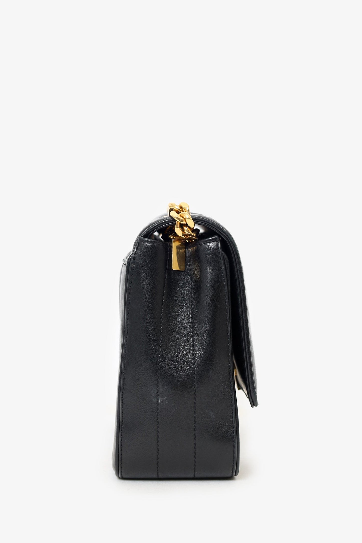 Saint Laurent Black Leather Medium Vicky Matelasse Shoulder Bag
