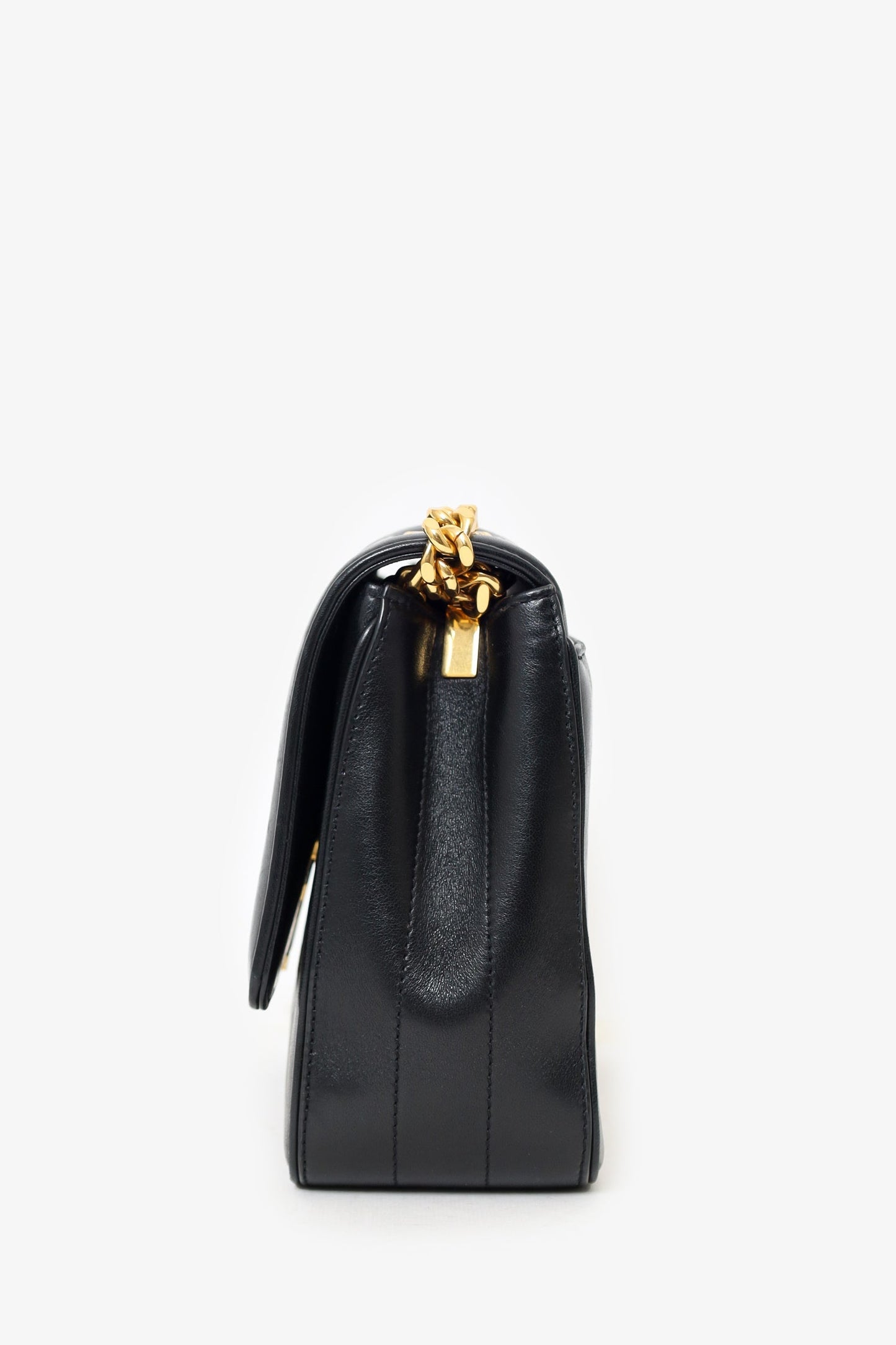 Saint Laurent Black Leather Medium Vicky Matelasse Shoulder Bag