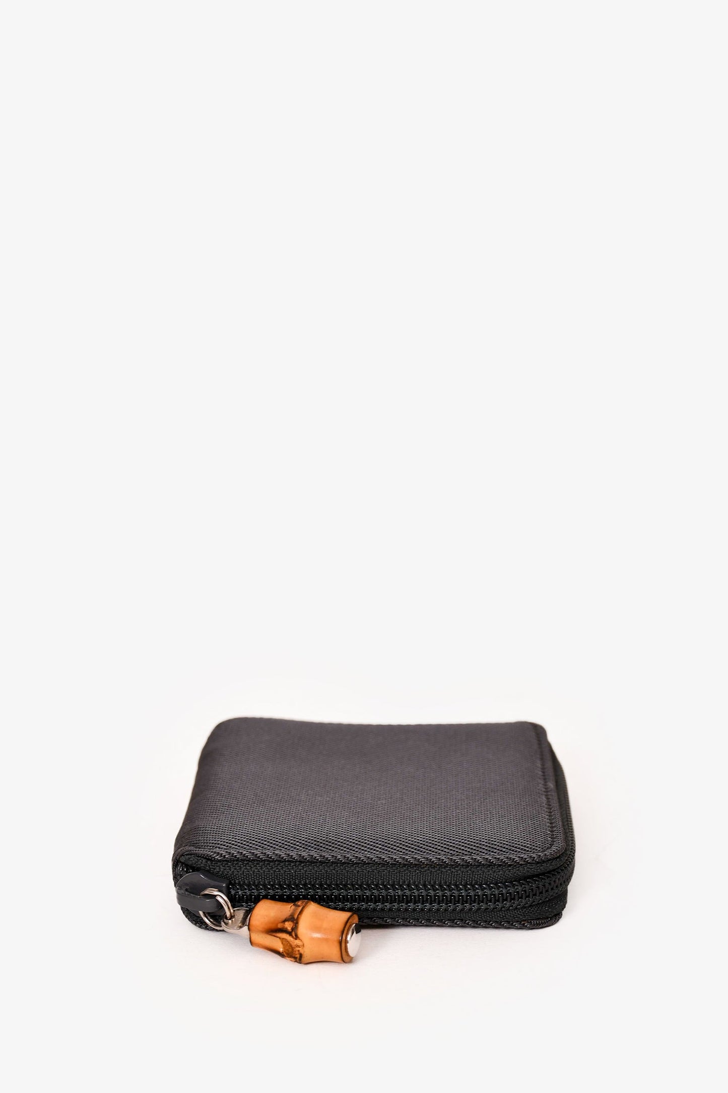 Gucci Vintage Grey Canvas Zip Around Key Holder Wallet
