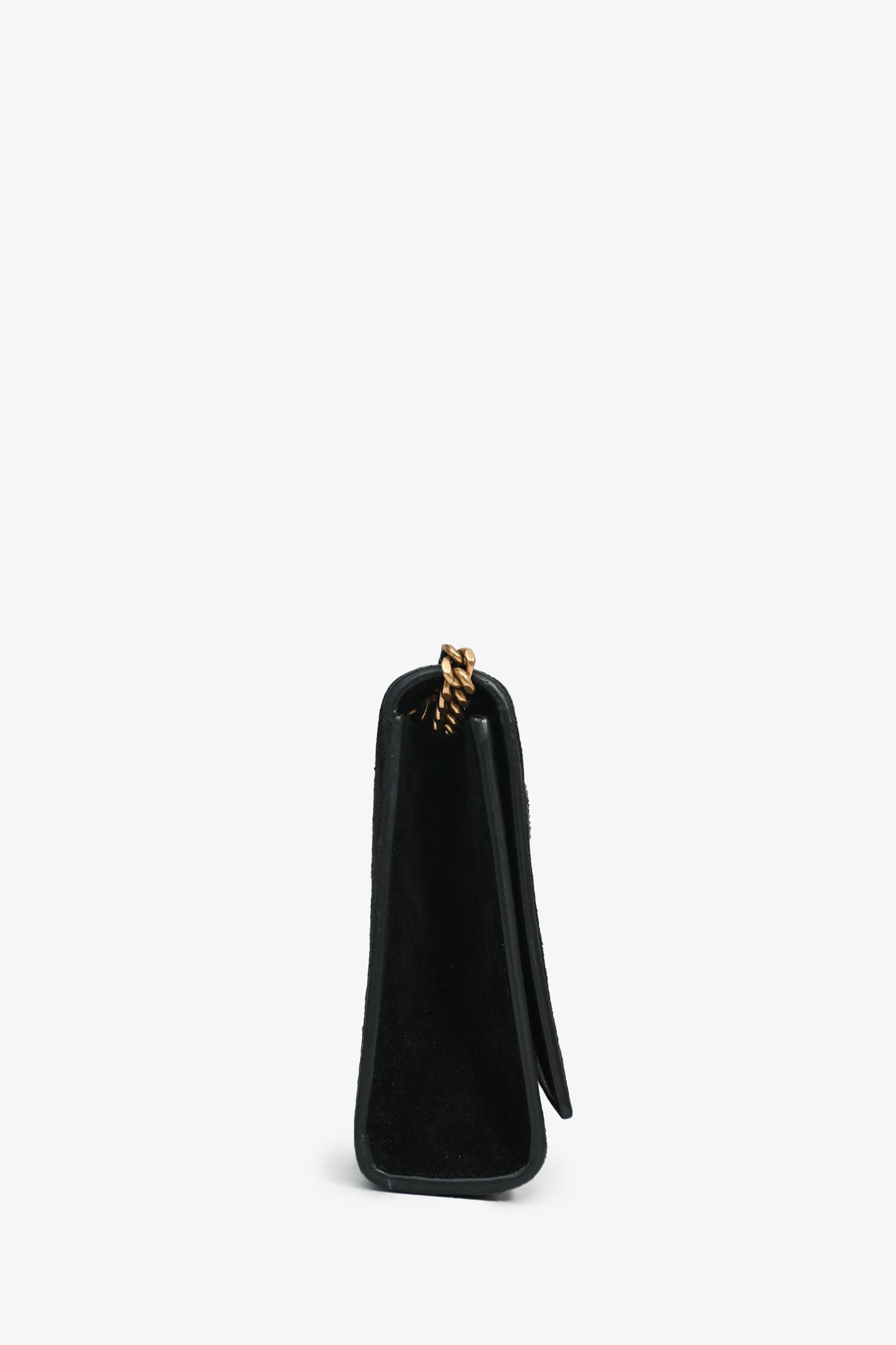 Saint Laurent 2018 Black Suede Glitter Heart Fireworks Print Kate Bag